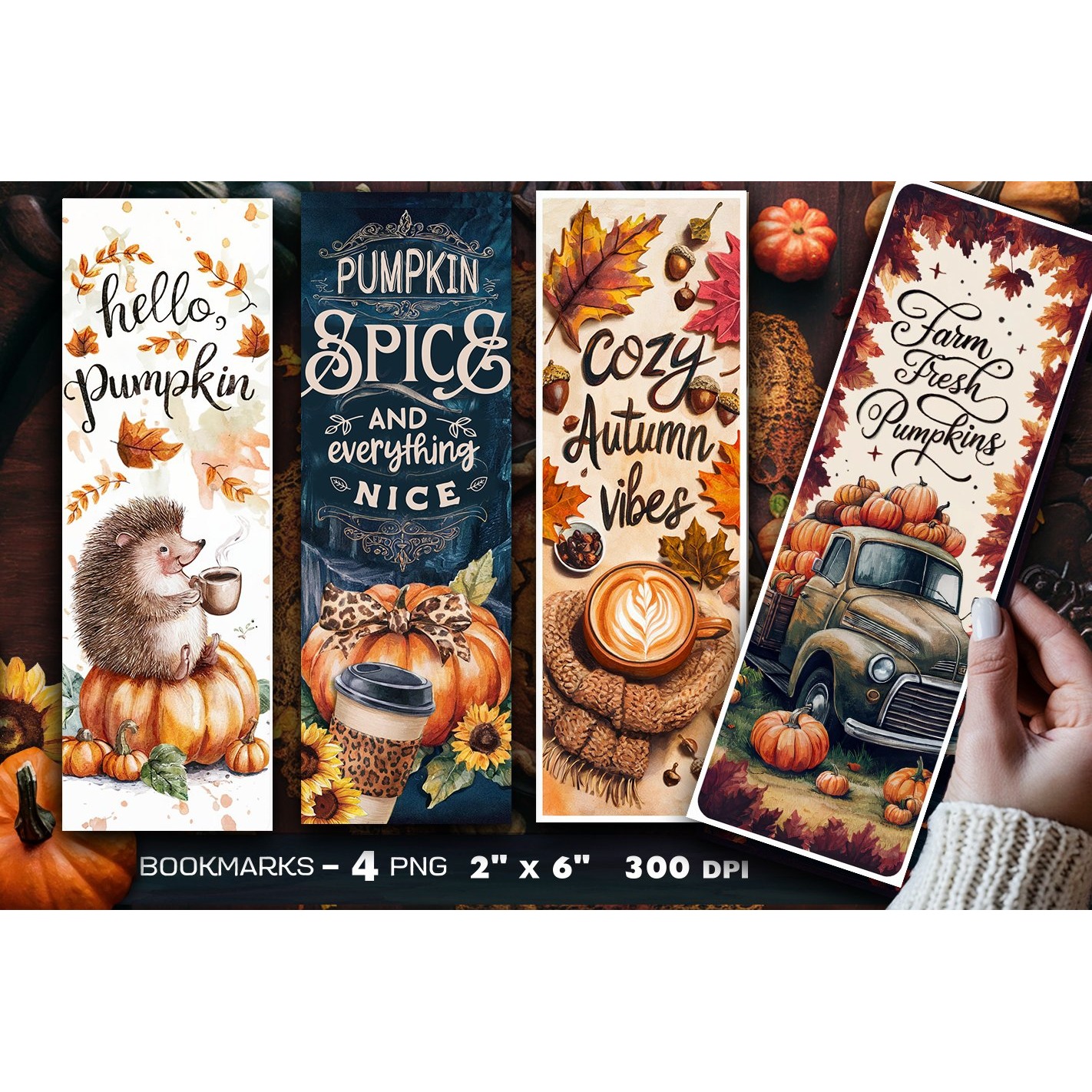 Autumn bookmark, Pumpkin bookmark (13)