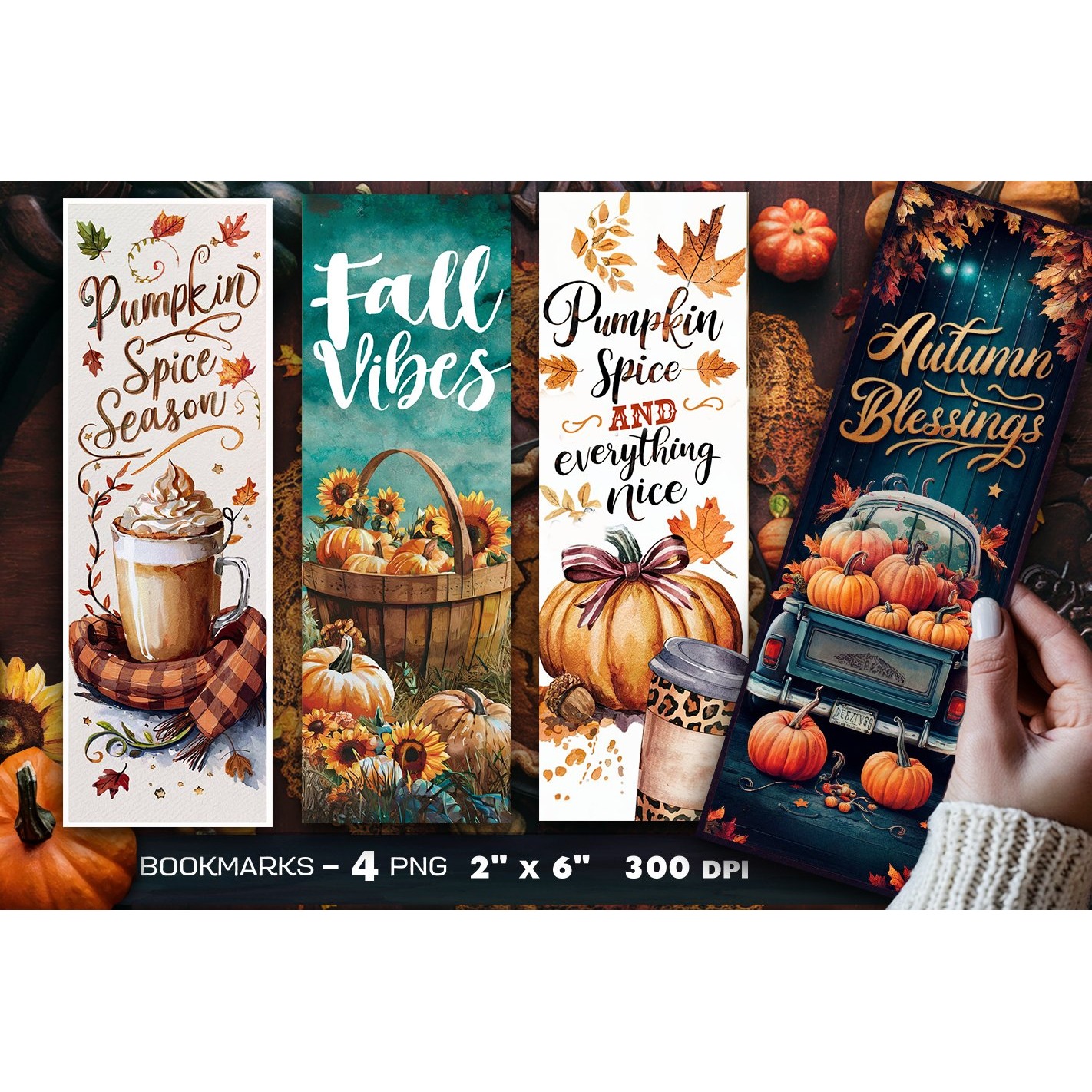Autumn bookmark, Pumpkin bookmark (14)
