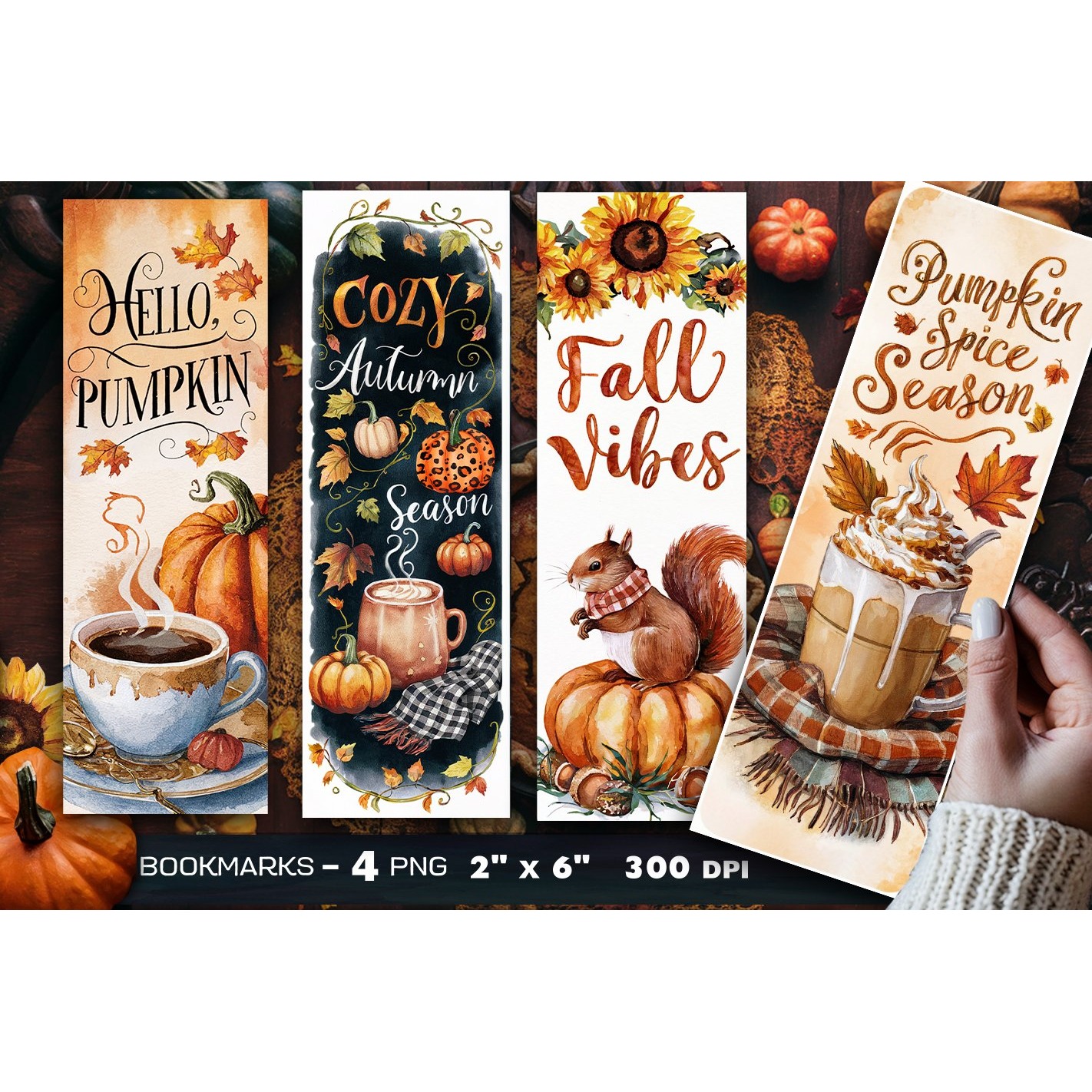 Autumn bookmark, Pumpkin bookmark (15)