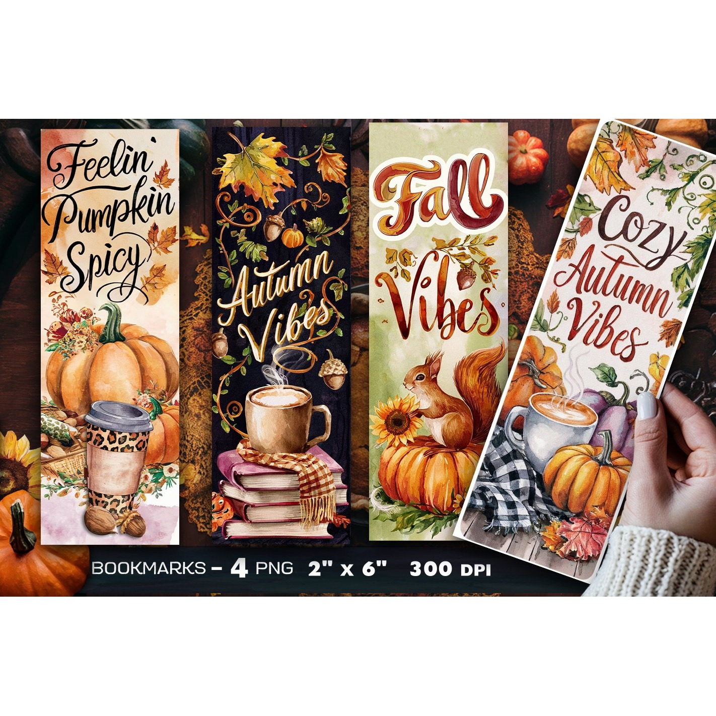 Autumn bookmark, Pumpkin bookmark (2)