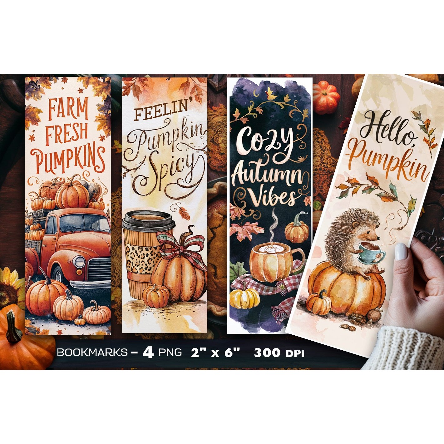 Autumn bookmark, Pumpkin bookmark (9)