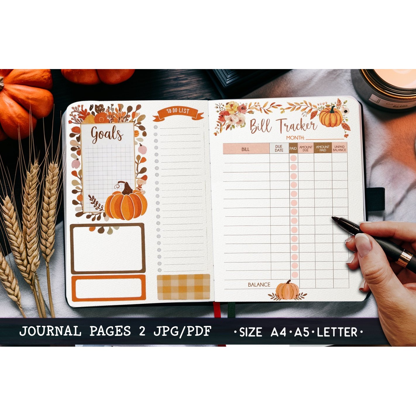 Autumn Bullet Journal Bill tracker, Daily planner 2