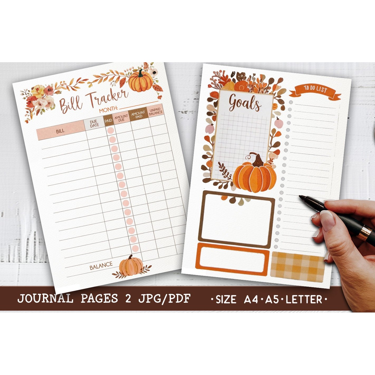 Autumn Bullet Journal Bill tracker, Daily planner 3