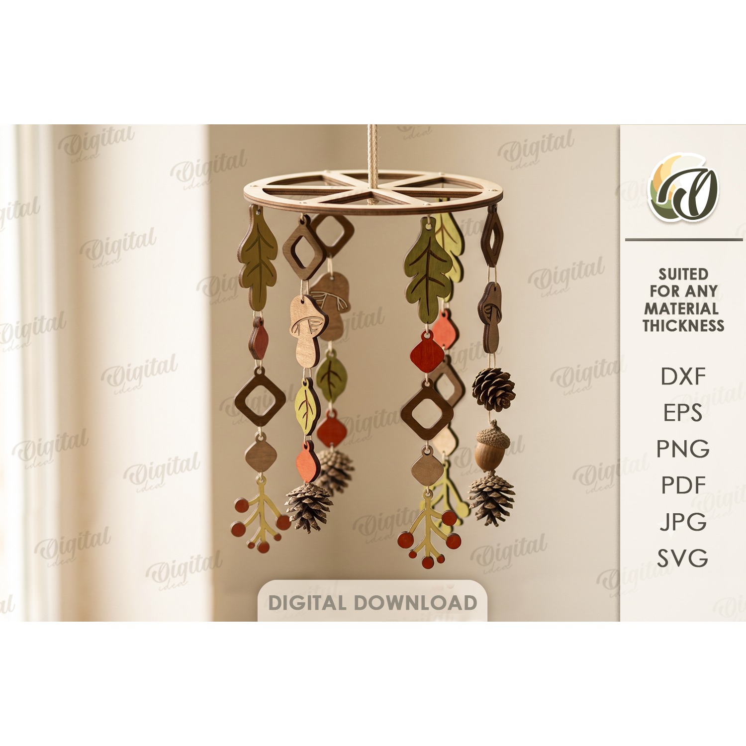 Autumn Mobile Laser Cut. Fall Hanging Home Decor SVG