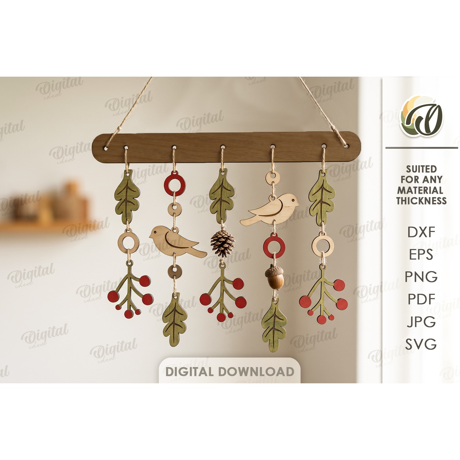 Autumn Mobile Laser Cut. Fall Hanging Home Decor SVG (3)