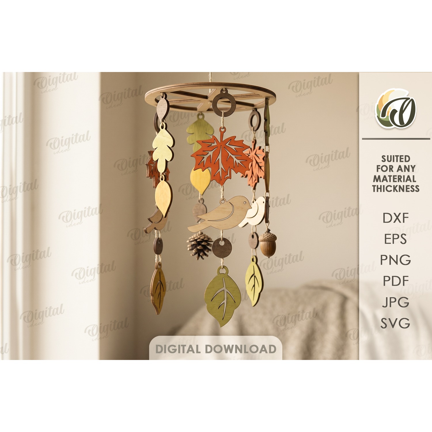 Autumn Mobile Laser Cut. Fall Hanging Home Decor SVG (4)
