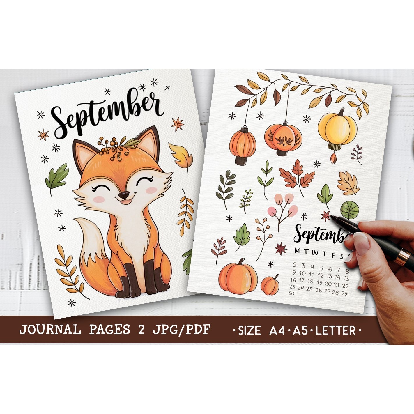 Autumn Monthly Calendar Agenda Printable Planner 2 Pages 2