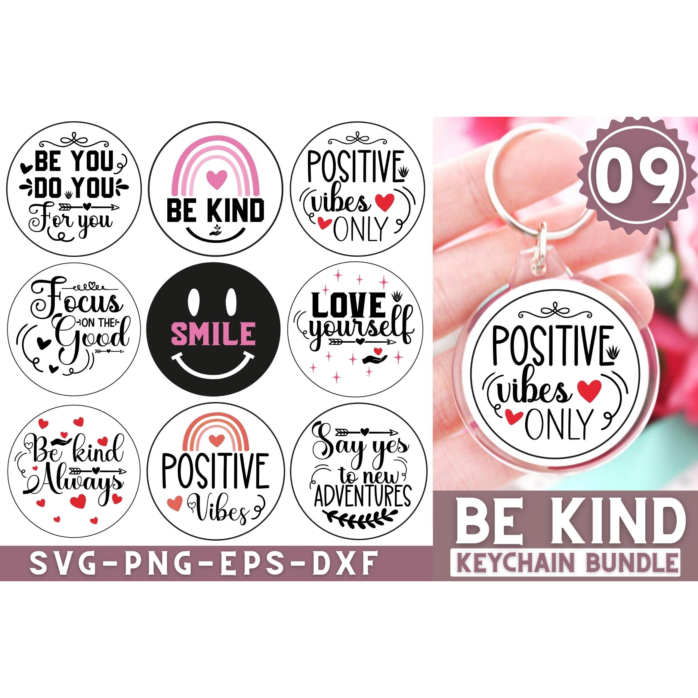 Be Kind Keychain Bundle SVG