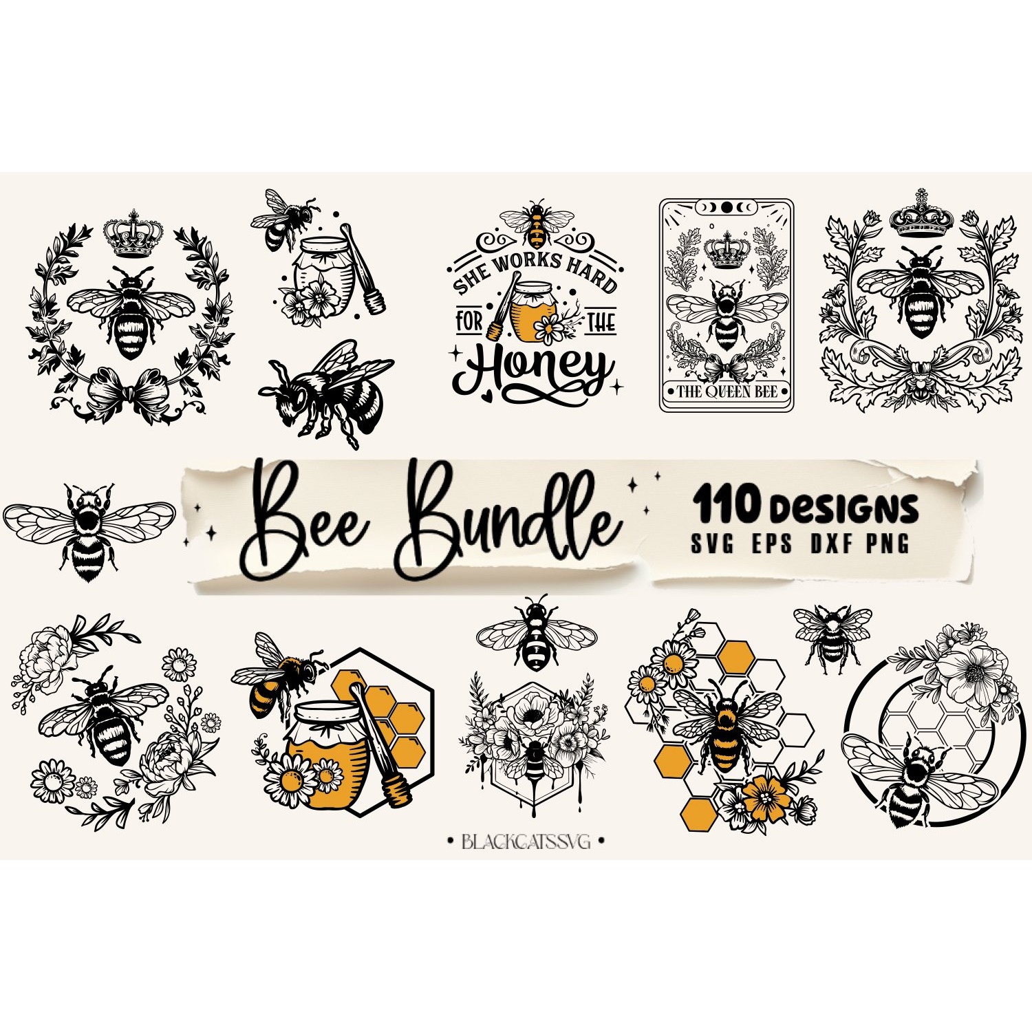 Bee Bundle 110 designs SVG, Queen bee svg, Bee svg