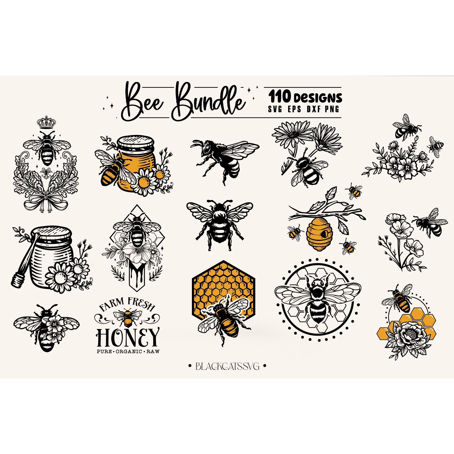 Bee Bundle 110 designs SVG, Queen bee svg, Bee svg 3