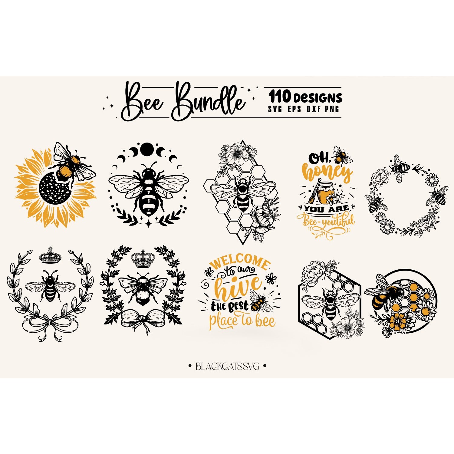 Bee Bundle 110 designs SVG, Queen bee svg, Bee svg 4