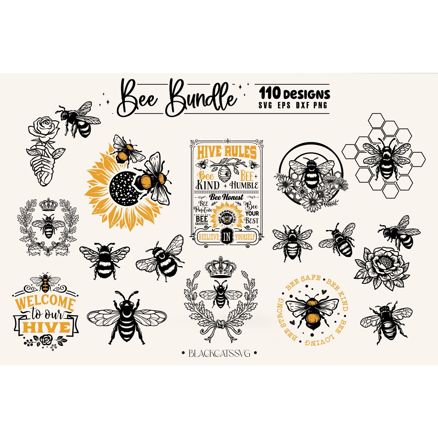 Bee Bundle 110 designs SVG, Queen bee svg, Bee svg 5