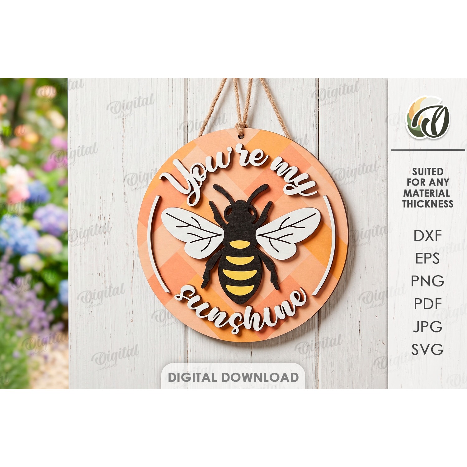 Bee Round Sign Laser Cut. Honey Bee. You're My Sunshine SVG