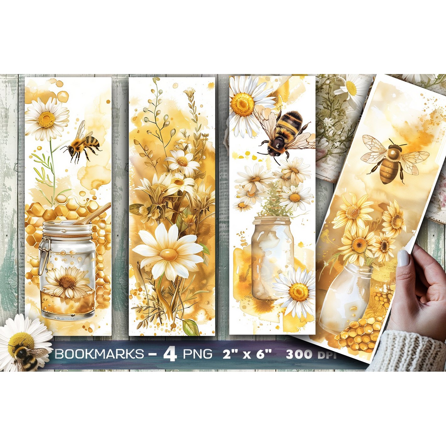 Bees and flowers bookmark, Bee bookmark (2)