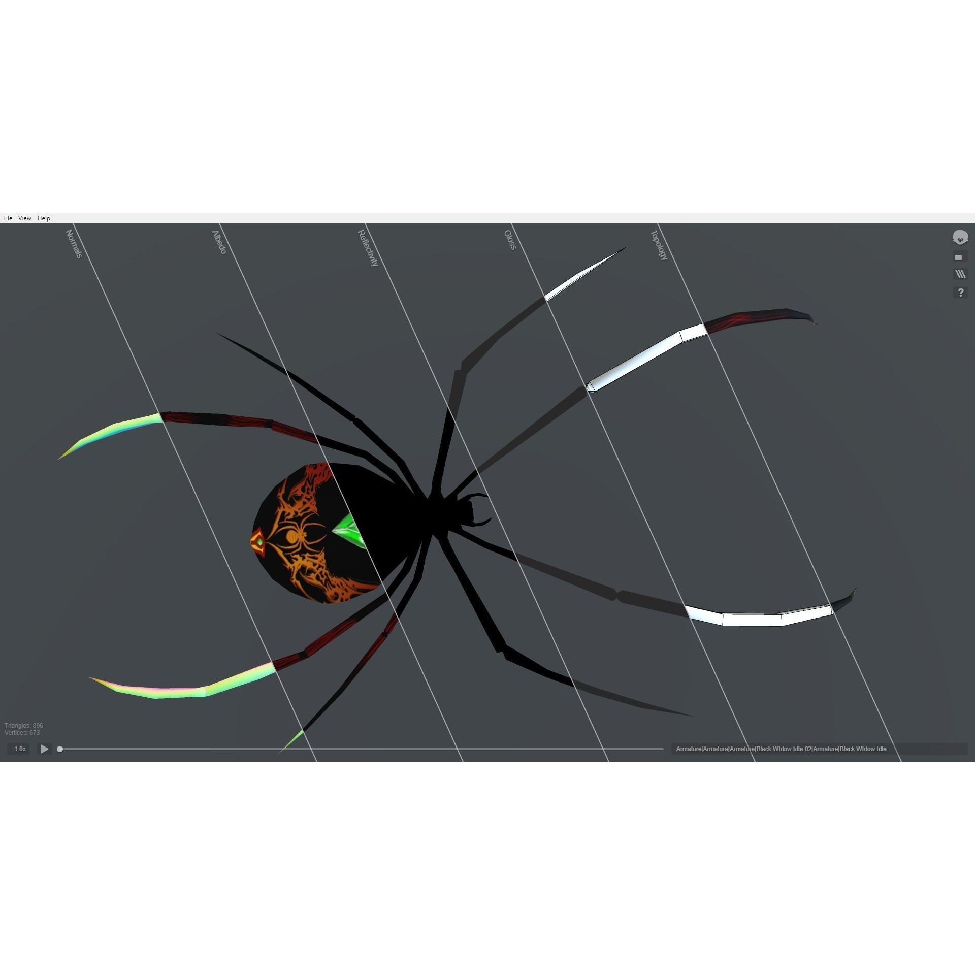 Black Widow Emerald Spider Free low-poly 3D model 5