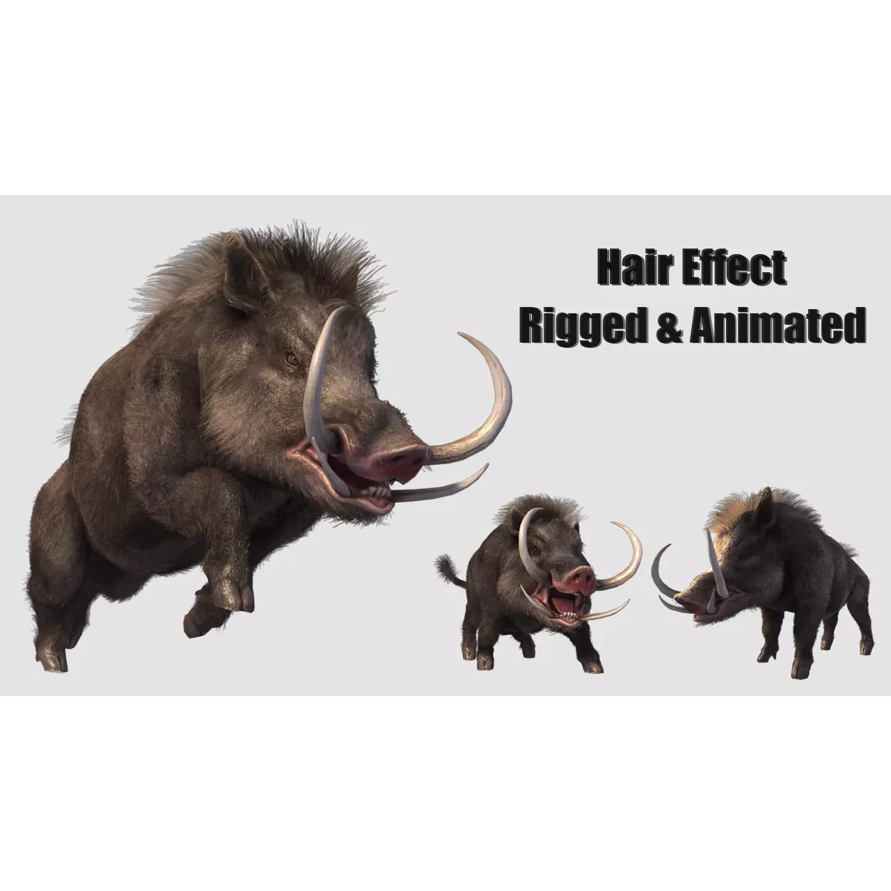 boar pig beast Low-poly 3D model