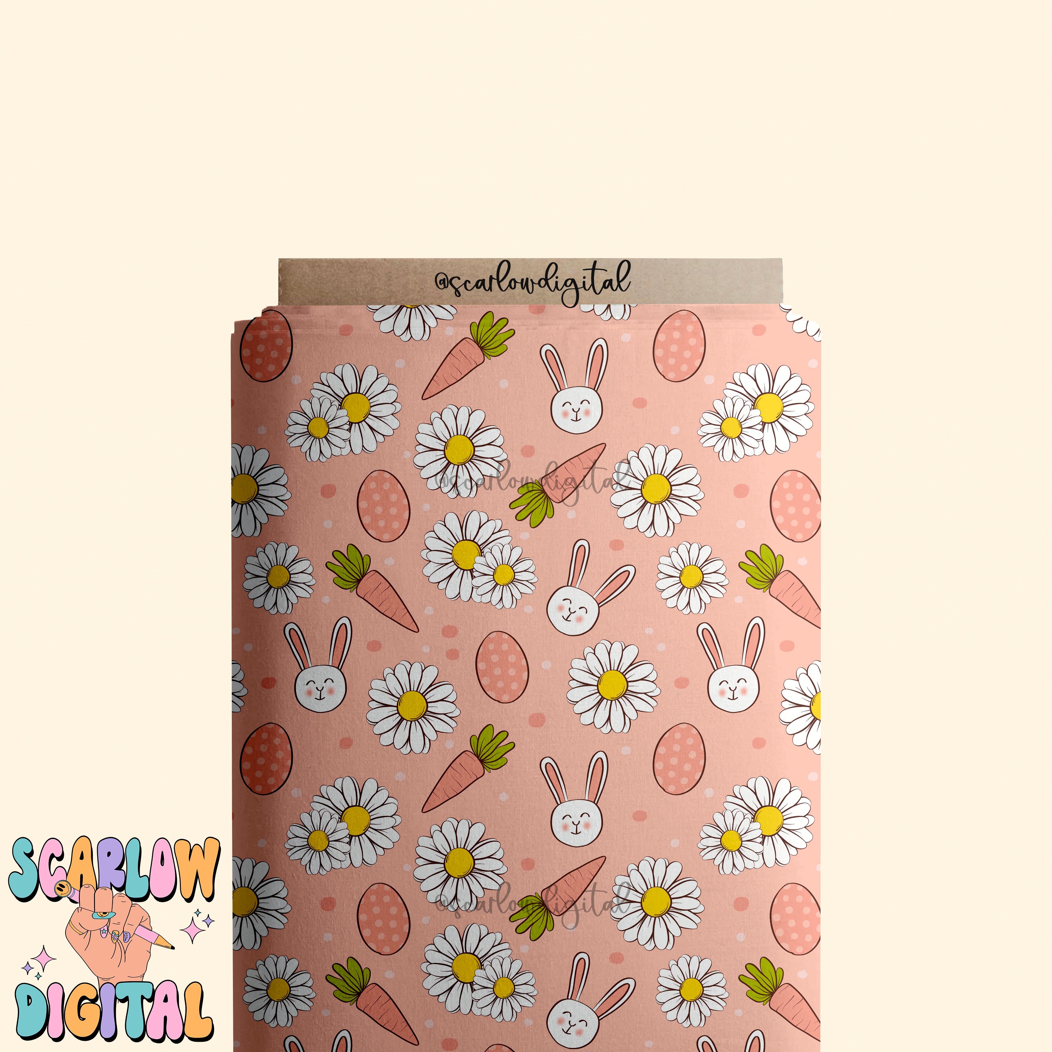 Boho Easter Seamless Pattern Digital Design Download, carrots seamless pattern, floral seamless pattern, easter bunny seamless pattern 4