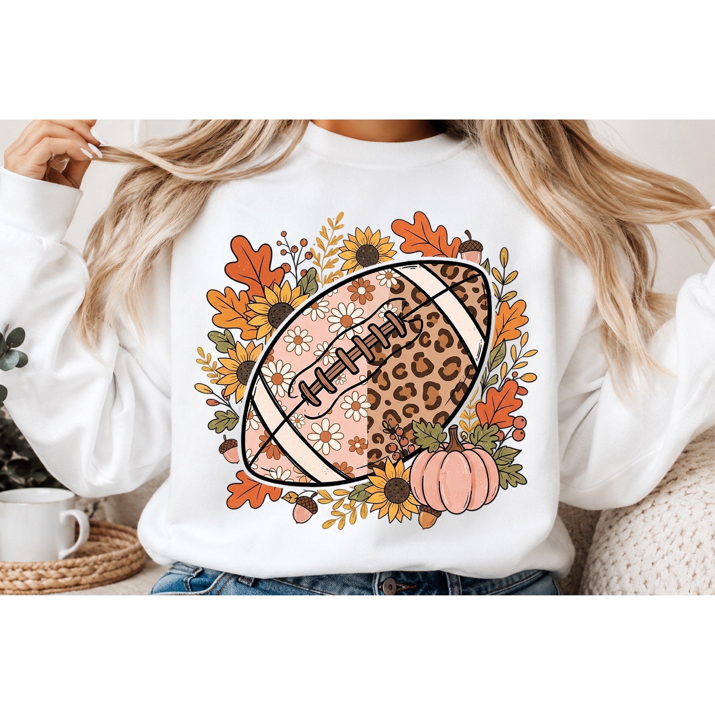 Boho Football Pumpkin PNG 2