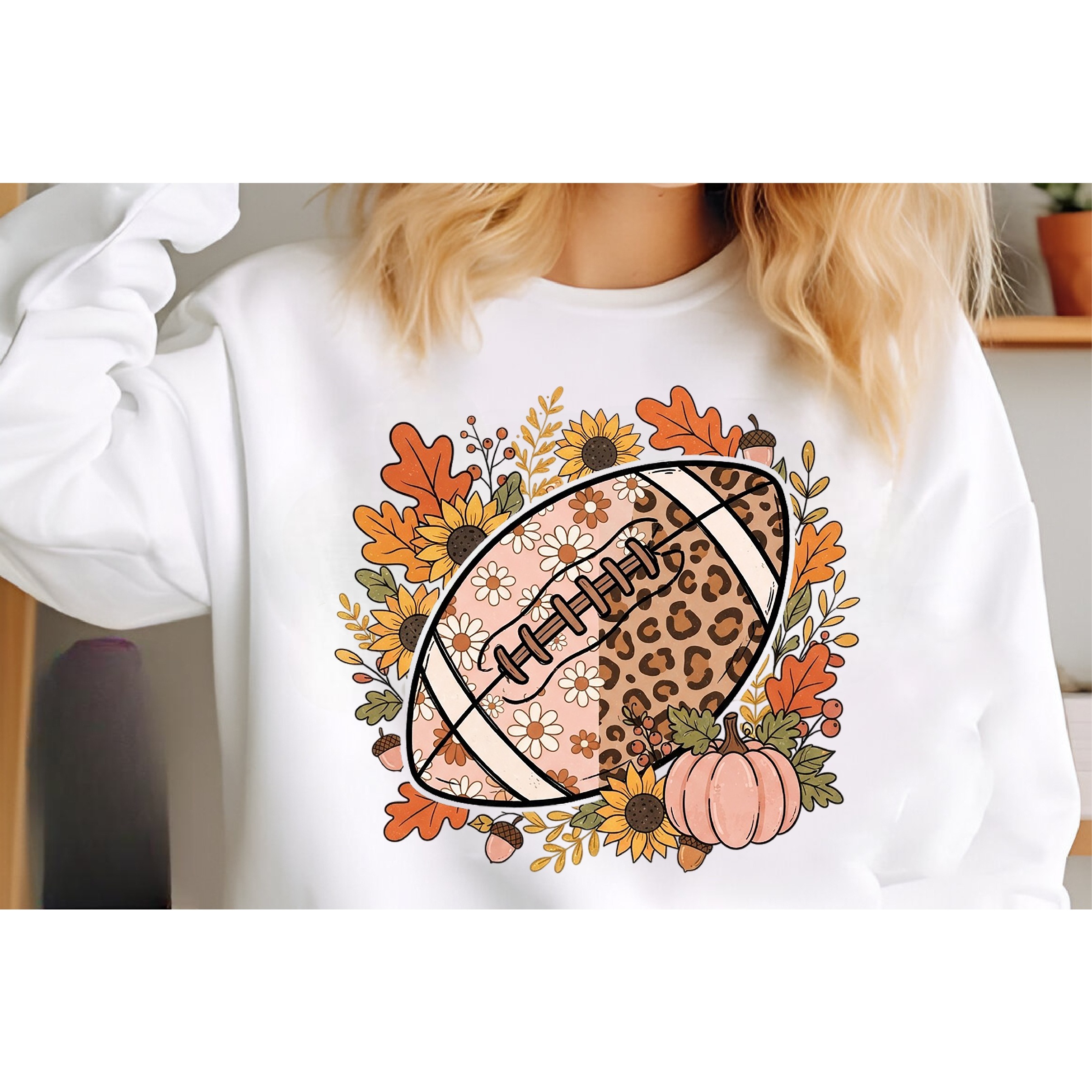 Boho Football Pumpkin PNG 3