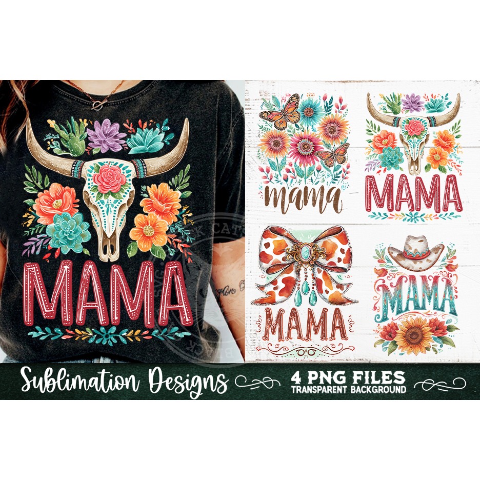 Boho Mama Western PNG Sublimation 4 Designs