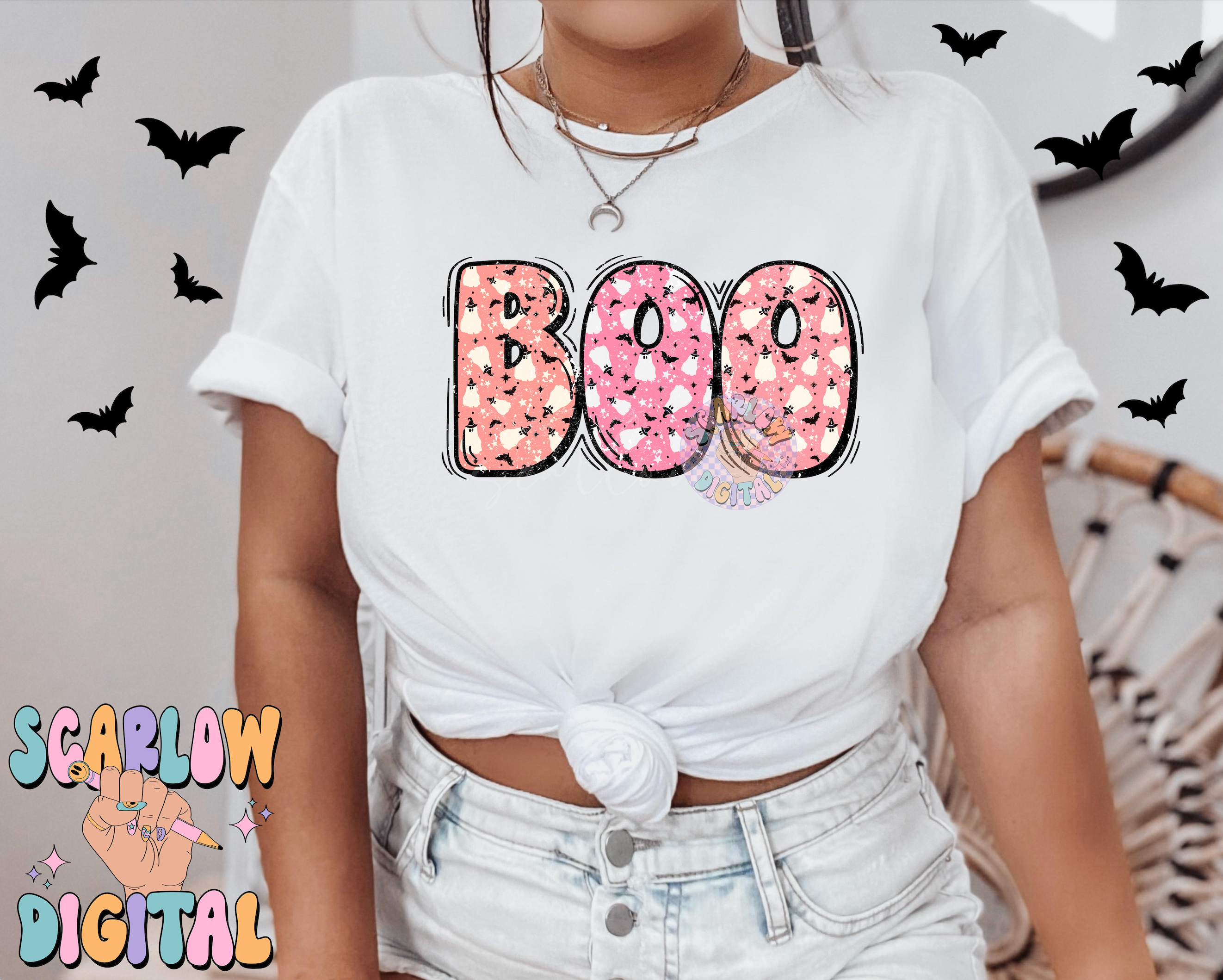 Boo Halloween Front and Back PNG Digital Design Download Bundle, spooky season png, ghosts png, kids halloween png, fall tshirt png designs 5