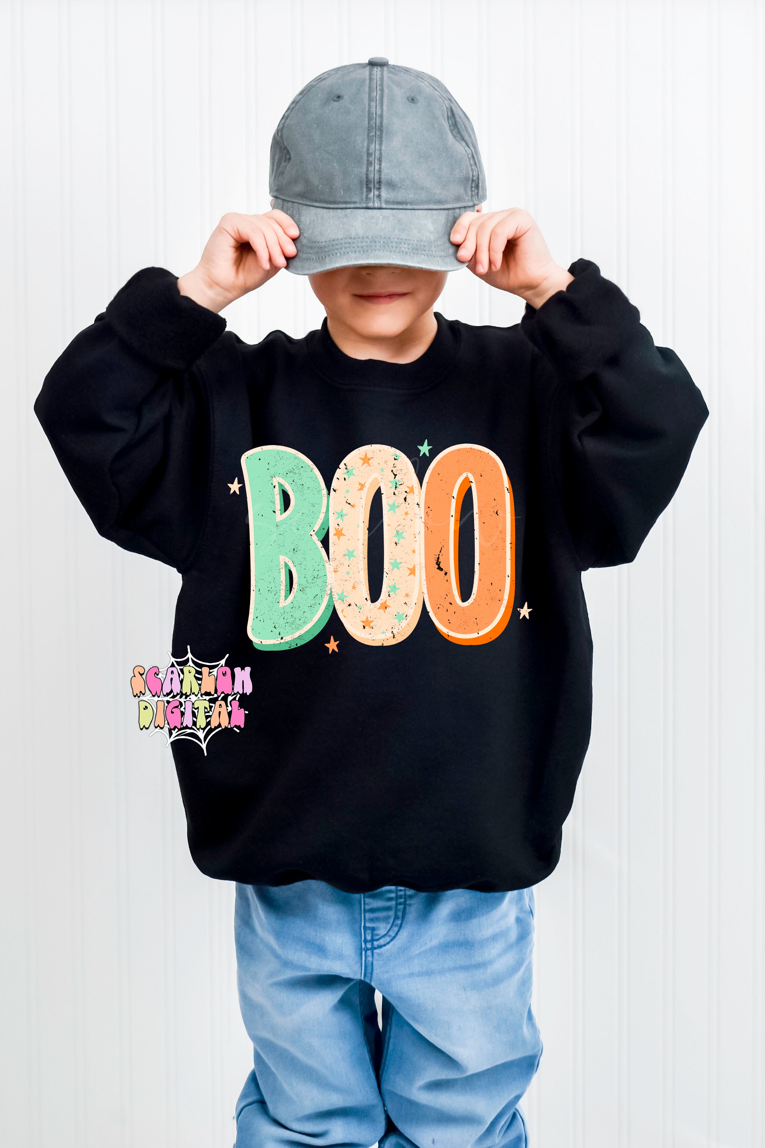 Boo PNG-Halloween Sublimation Digital Design Download-boy halloween png, stars png, preppy png, spooky season png, fall png, little boy png 2