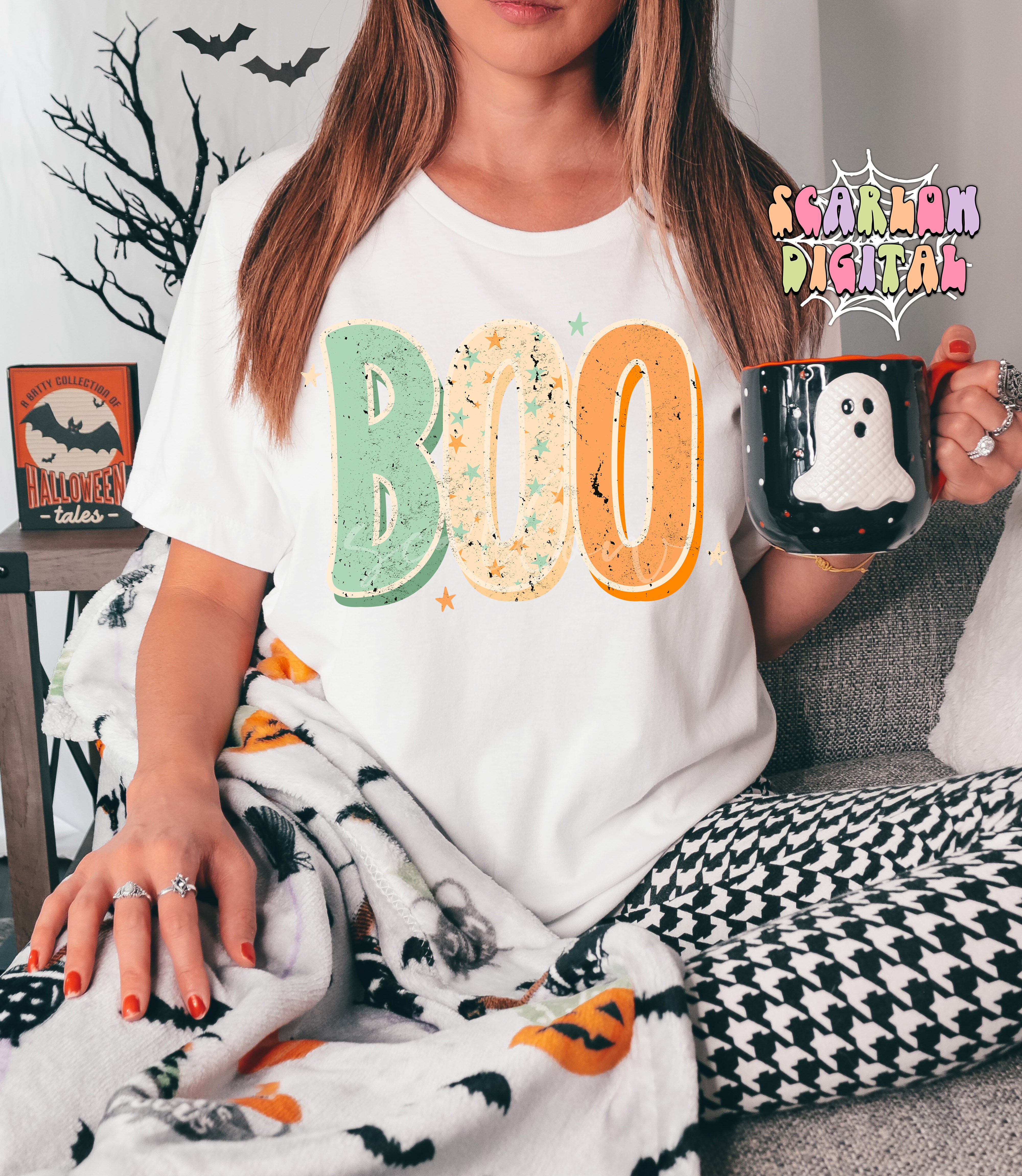 Boo PNG-Halloween Sublimation Digital Design Download-boy halloween png, stars png, preppy png, spooky season png, fall png, little boy png 4