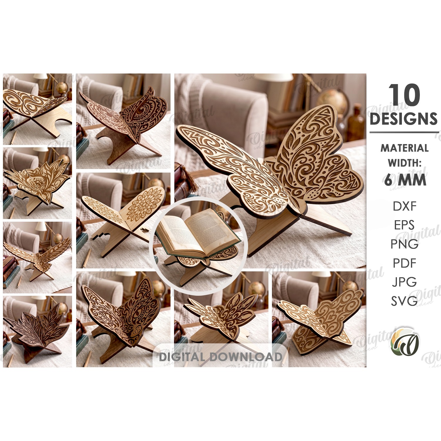 Book Holders Bundle Laser Cut. Book Stand SVG