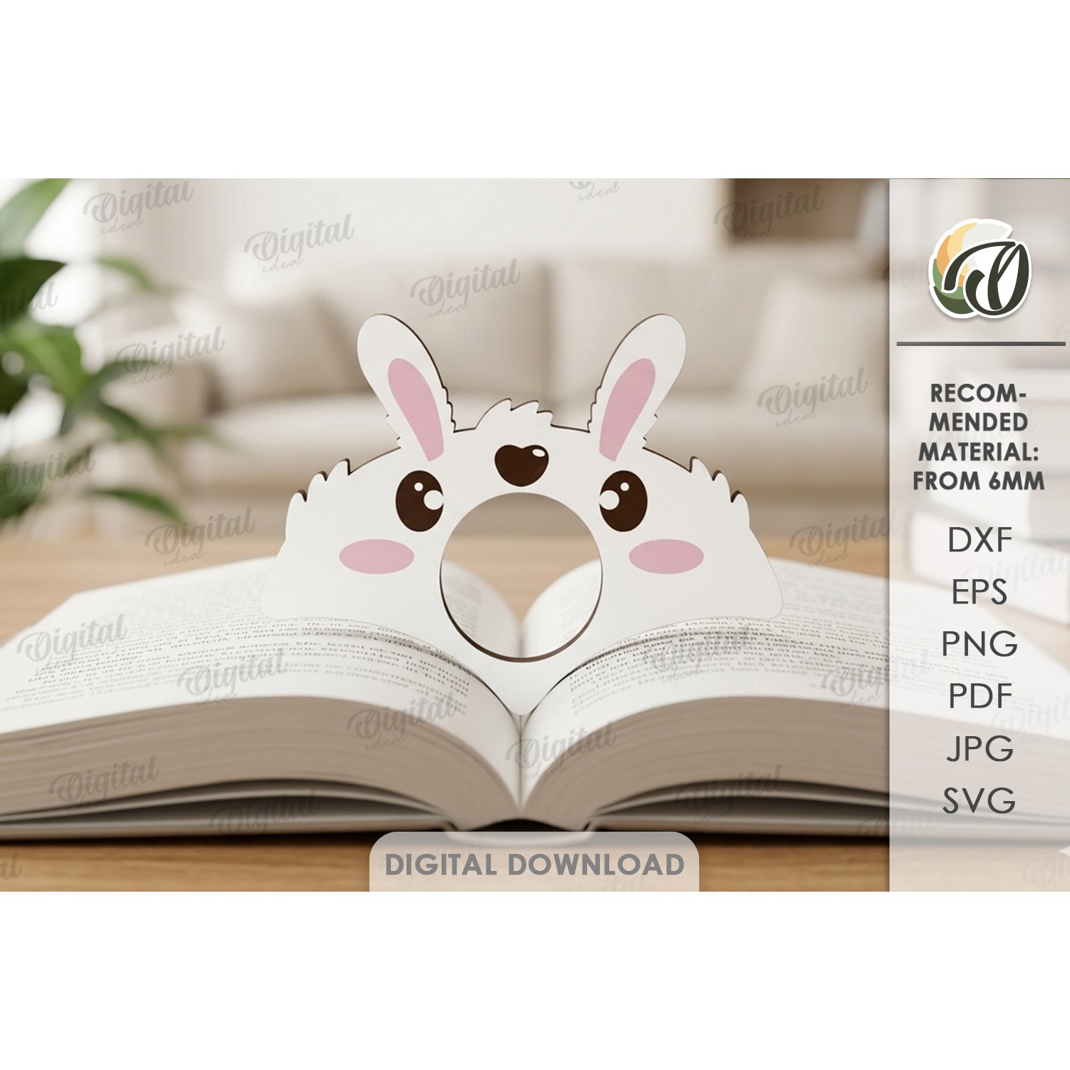Book Page Holder Laser Cut. Book Buddy. Bunny SVG