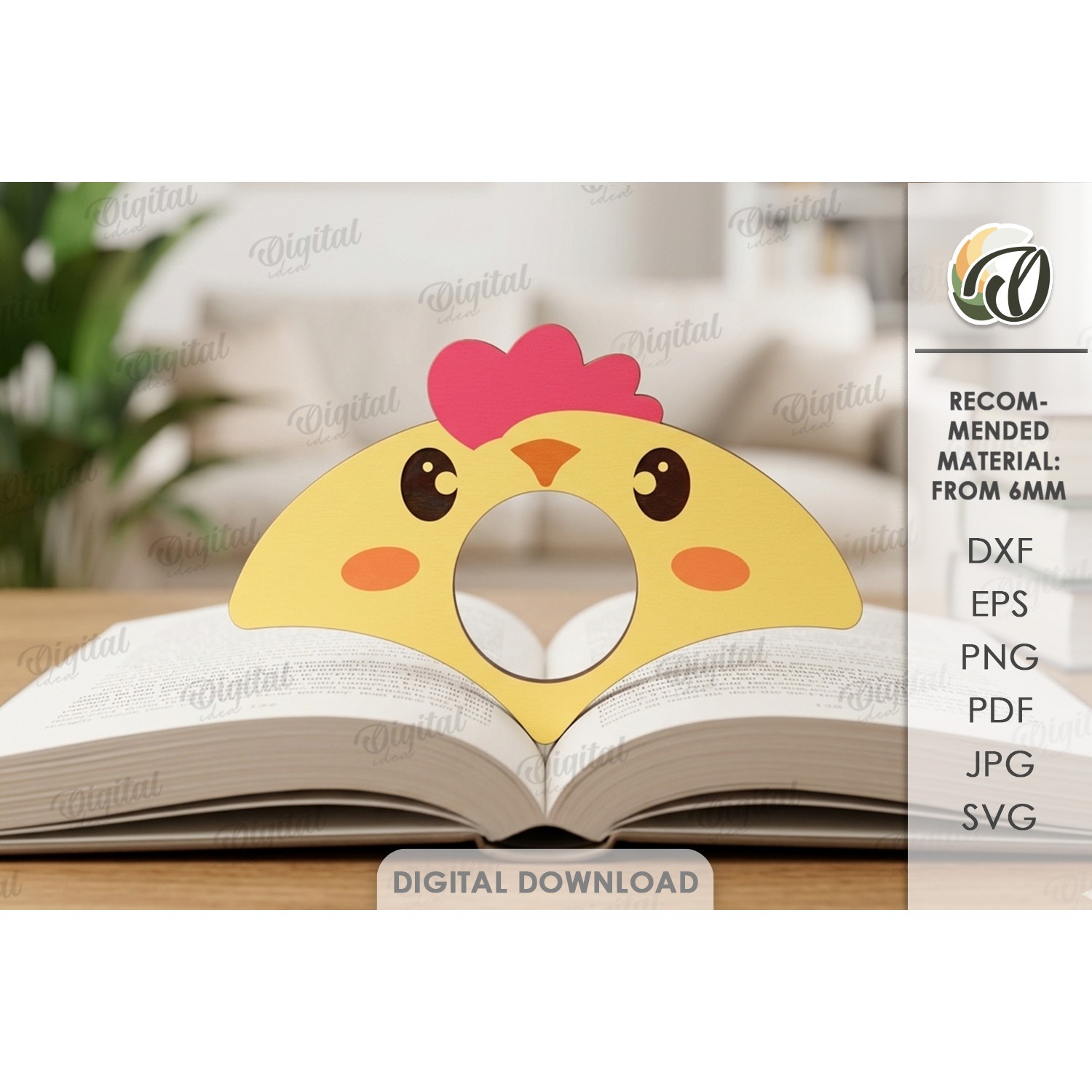 Book Page Holder Laser Cut. Book Buddy. Chicken SVG