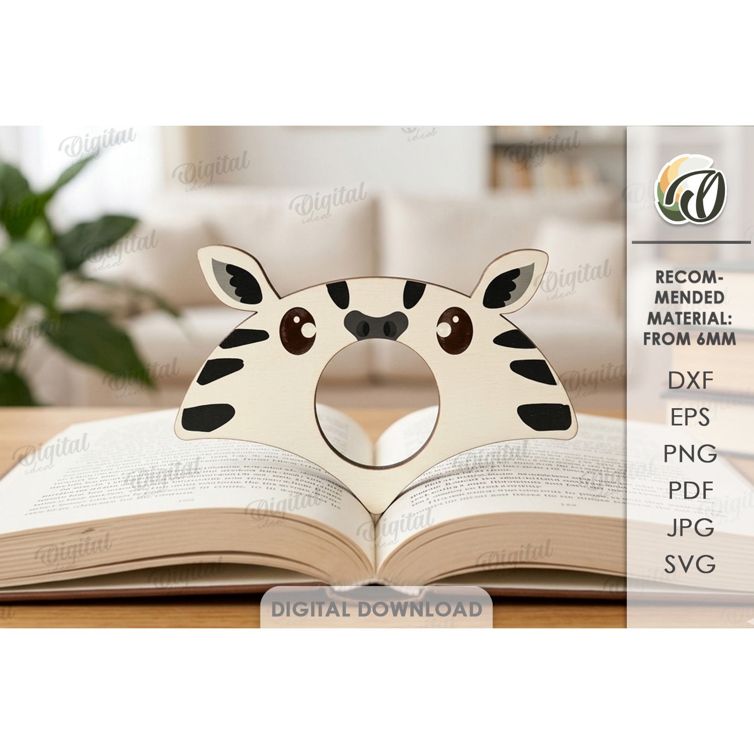 Book Page Holder Laser Cut. Book Buddy. Zebra SVG
