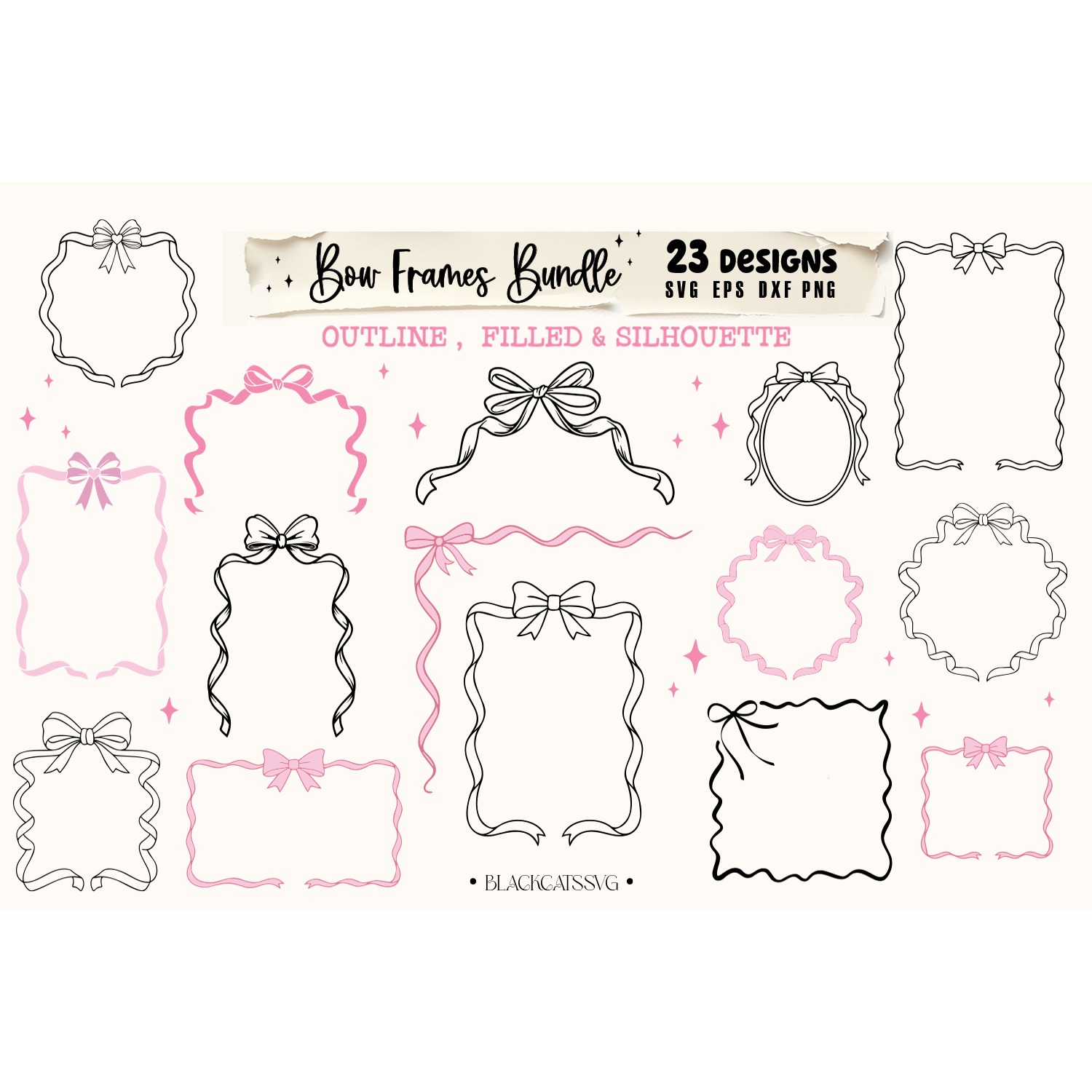 Bow Frames Bundle Svg, Coquette Bows SVG