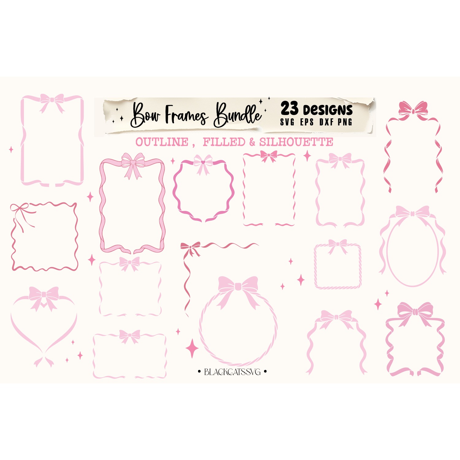Bow Frames Bundle Svg, Coquette Bows SVG 3