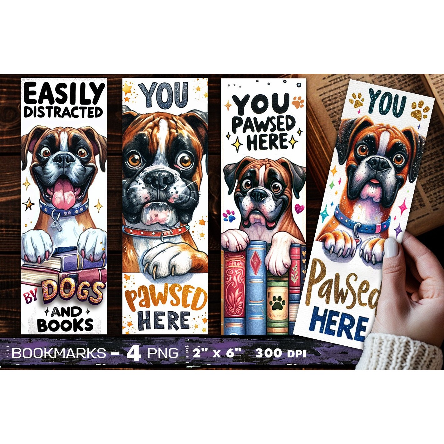 Boxer bookmark, dog bookmark, you pawsed here