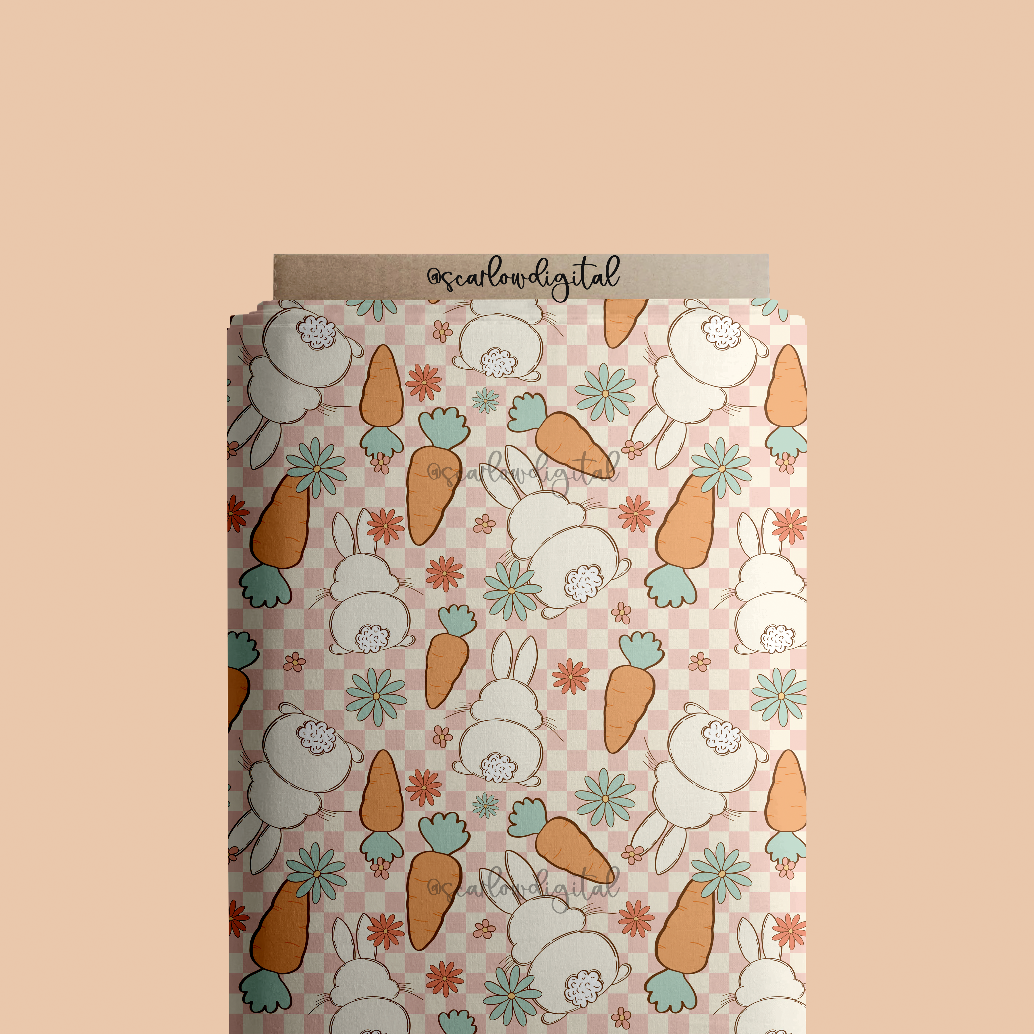 Bunny and Carrots Seamless Pattern-Easter Sublimation Digital Design Download-girl easter seamless file, floral sublimation, bunny babe jpg 3