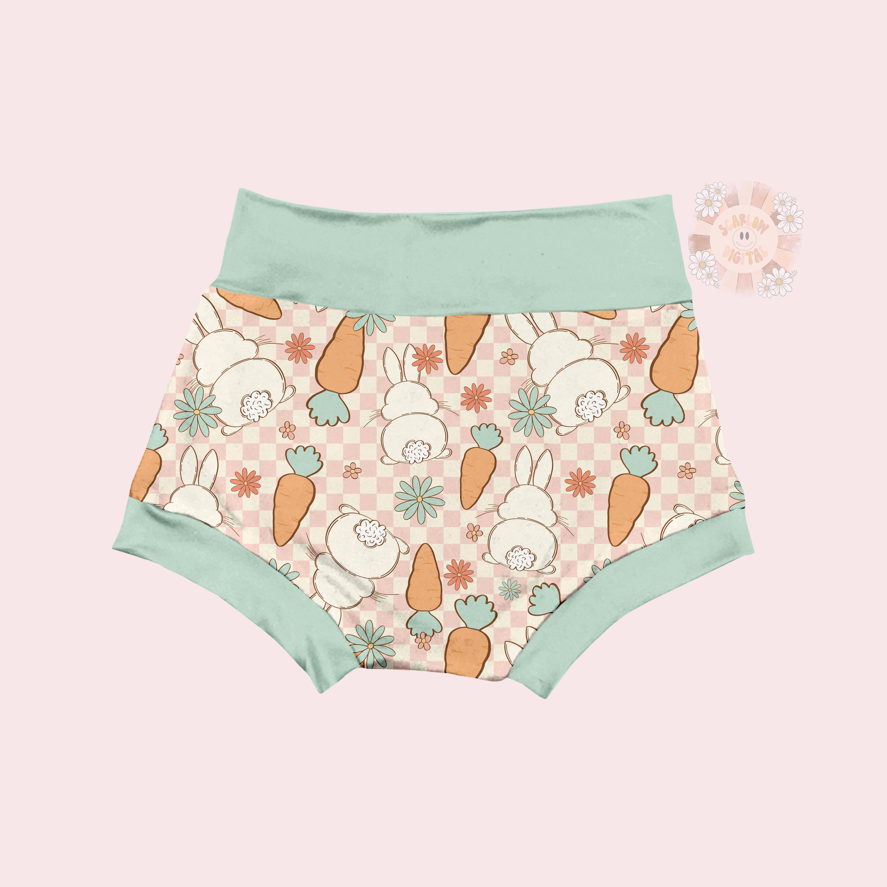 Bunny and Carrots Seamless Pattern-Easter Sublimation Digital Design Download-girl easter seamless file, floral sublimation, bunny babe jpg 5