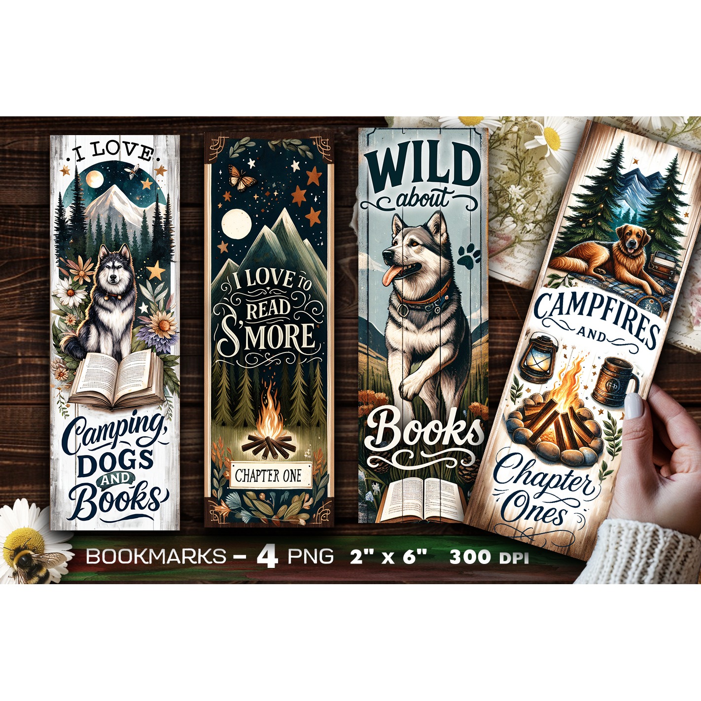 Camping and dogs bookmark, dog bookmark