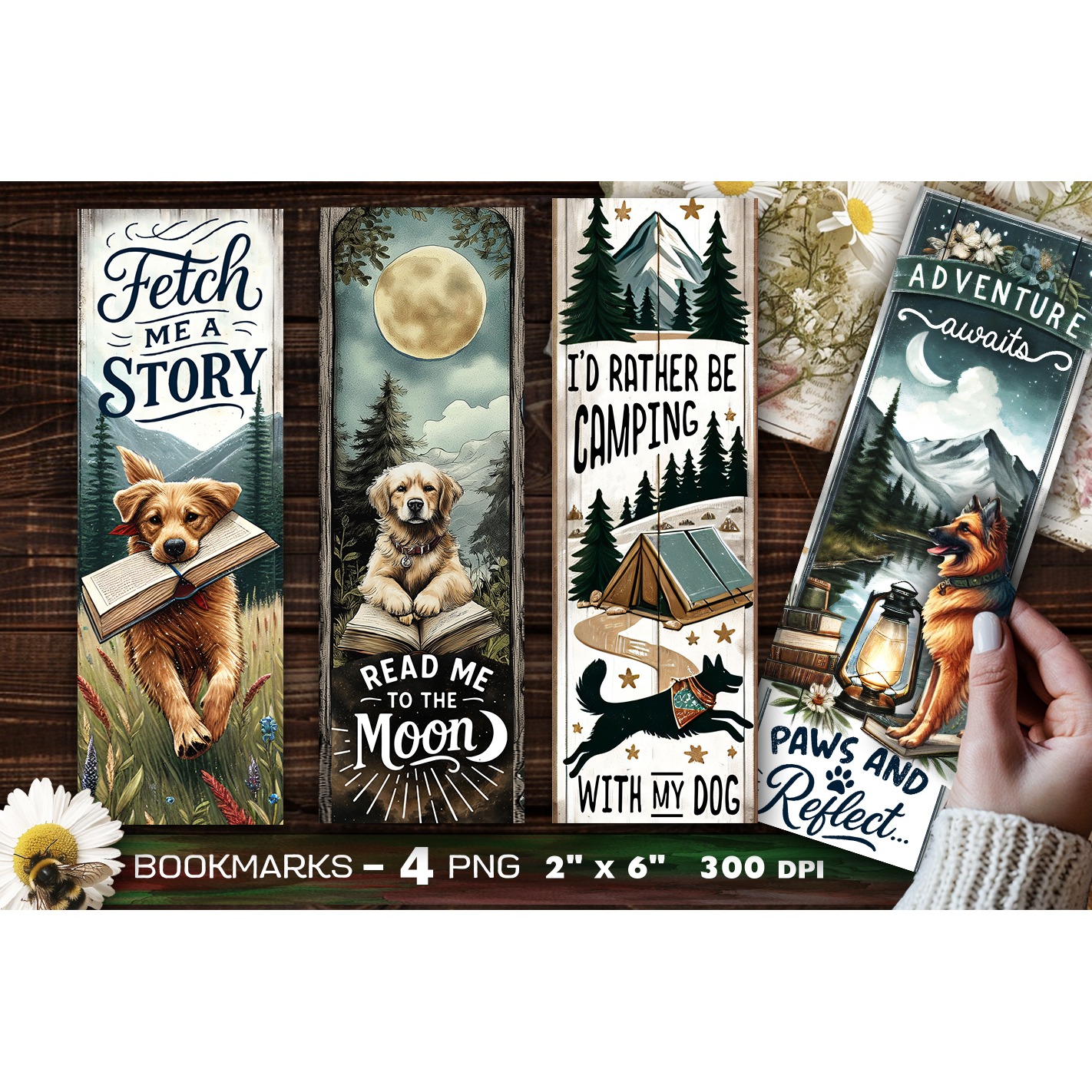 Camping and dogs bookmark, dog bookmark (2)