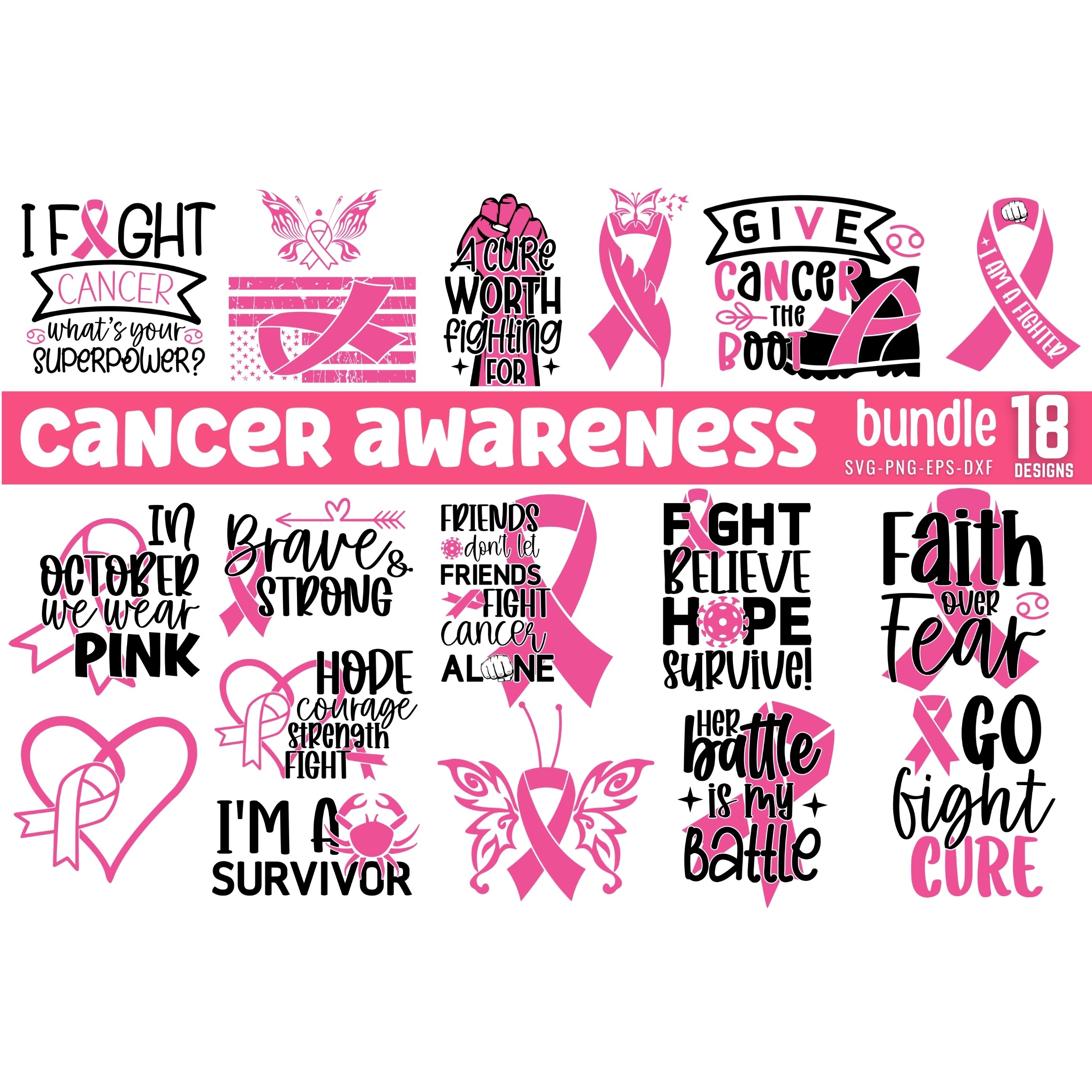 Cancer Awareness SVG Bundle