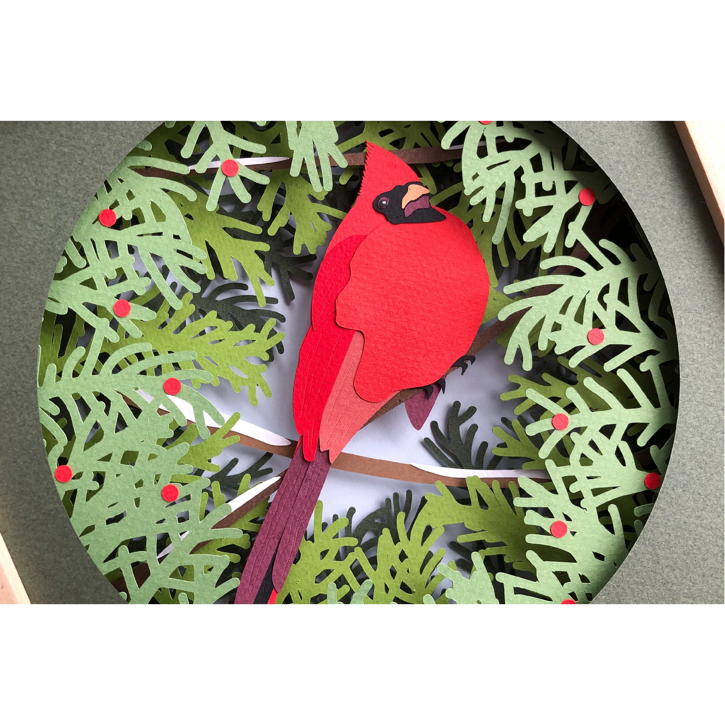 Cardinal Christmas 3D Shadow Box SVG Layered Paper Cut 4