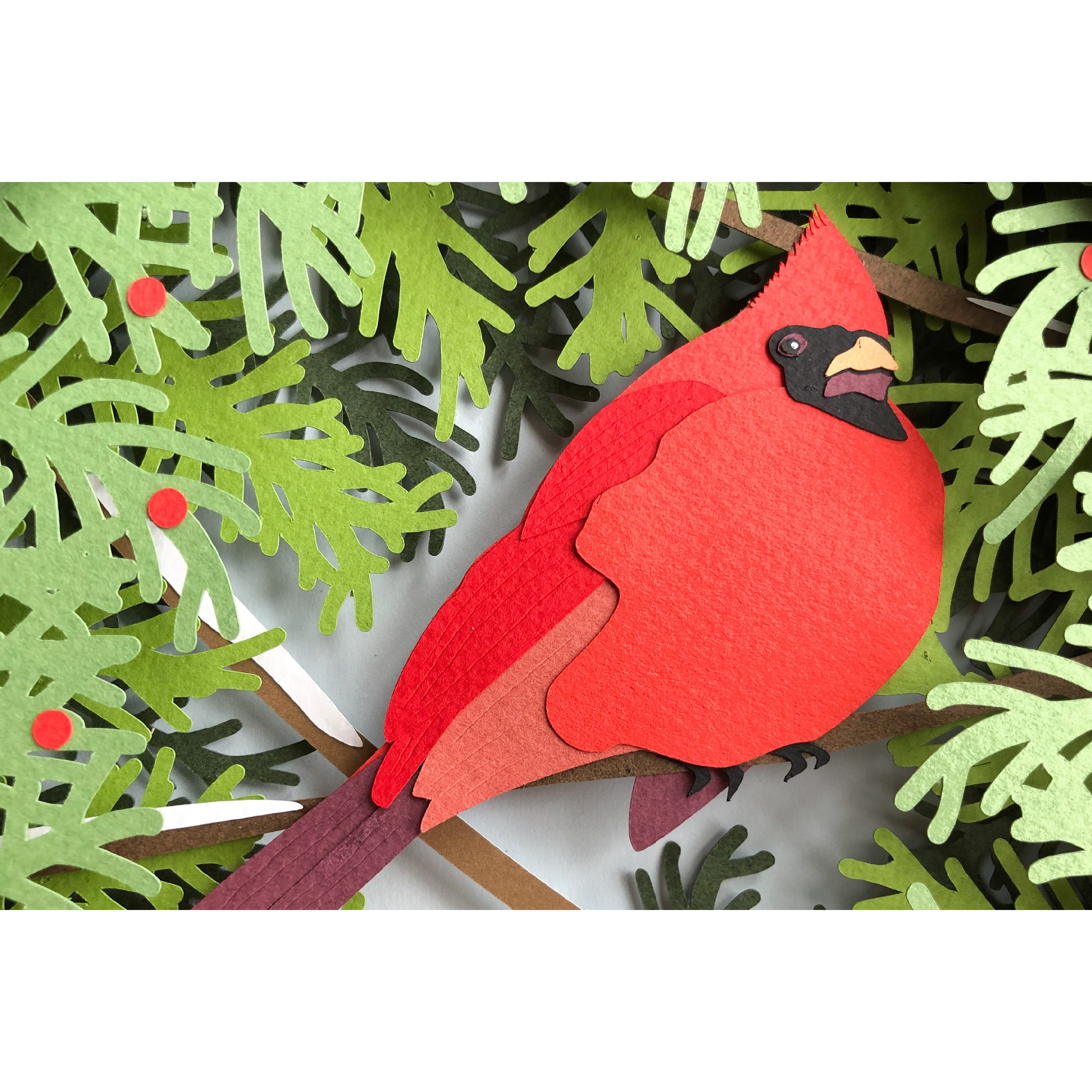 Cardinal Christmas 3D Shadow Box SVG Layered Paper Cut 5