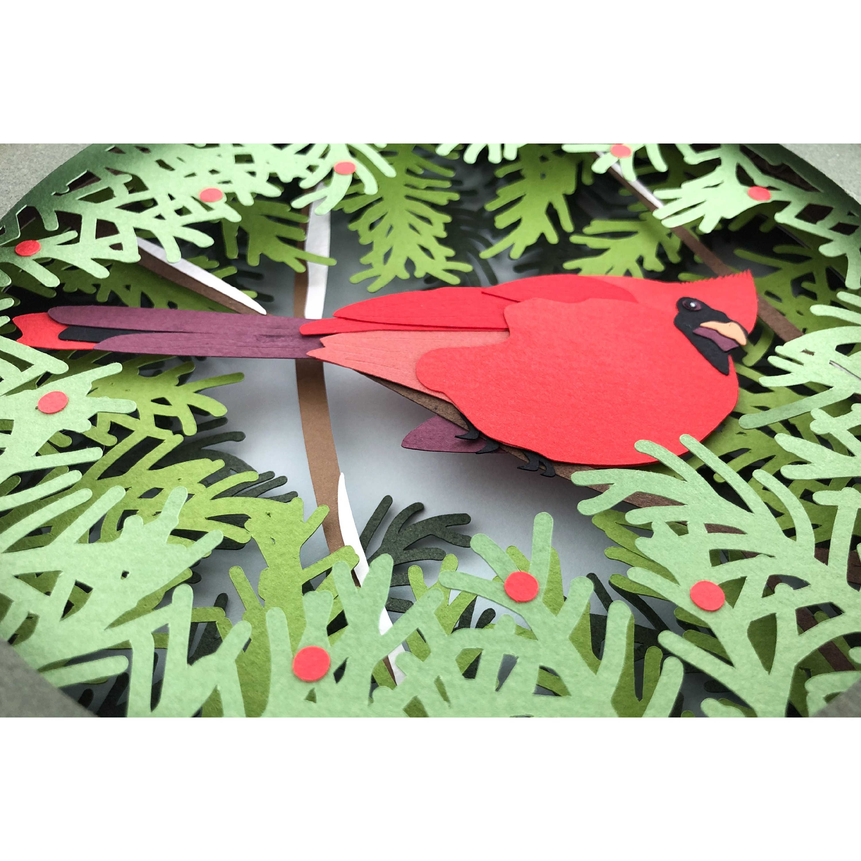 Cardinal Christmas 3D Shadow Box SVG Layered Paper Cut 6