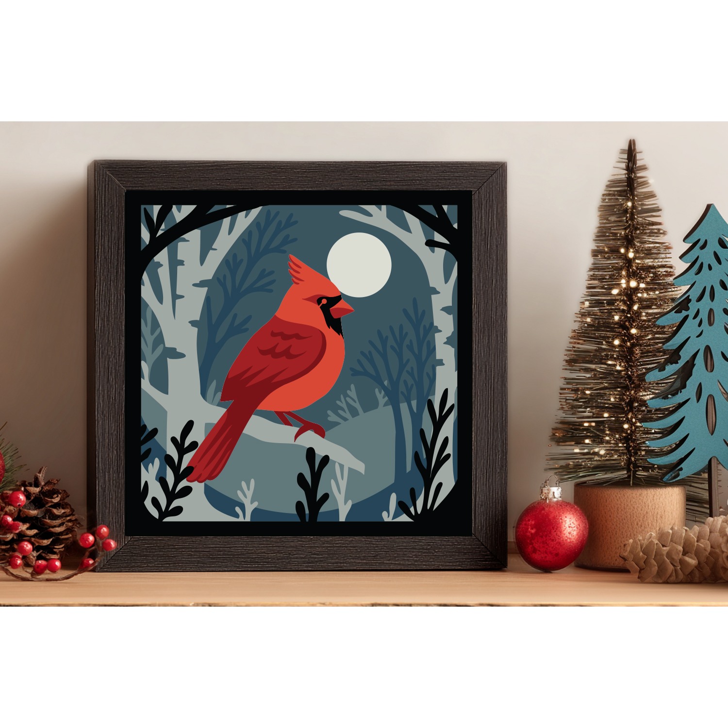 Cardinal Shadow Box Laser Cut 3D Layered Papercut (2) 2