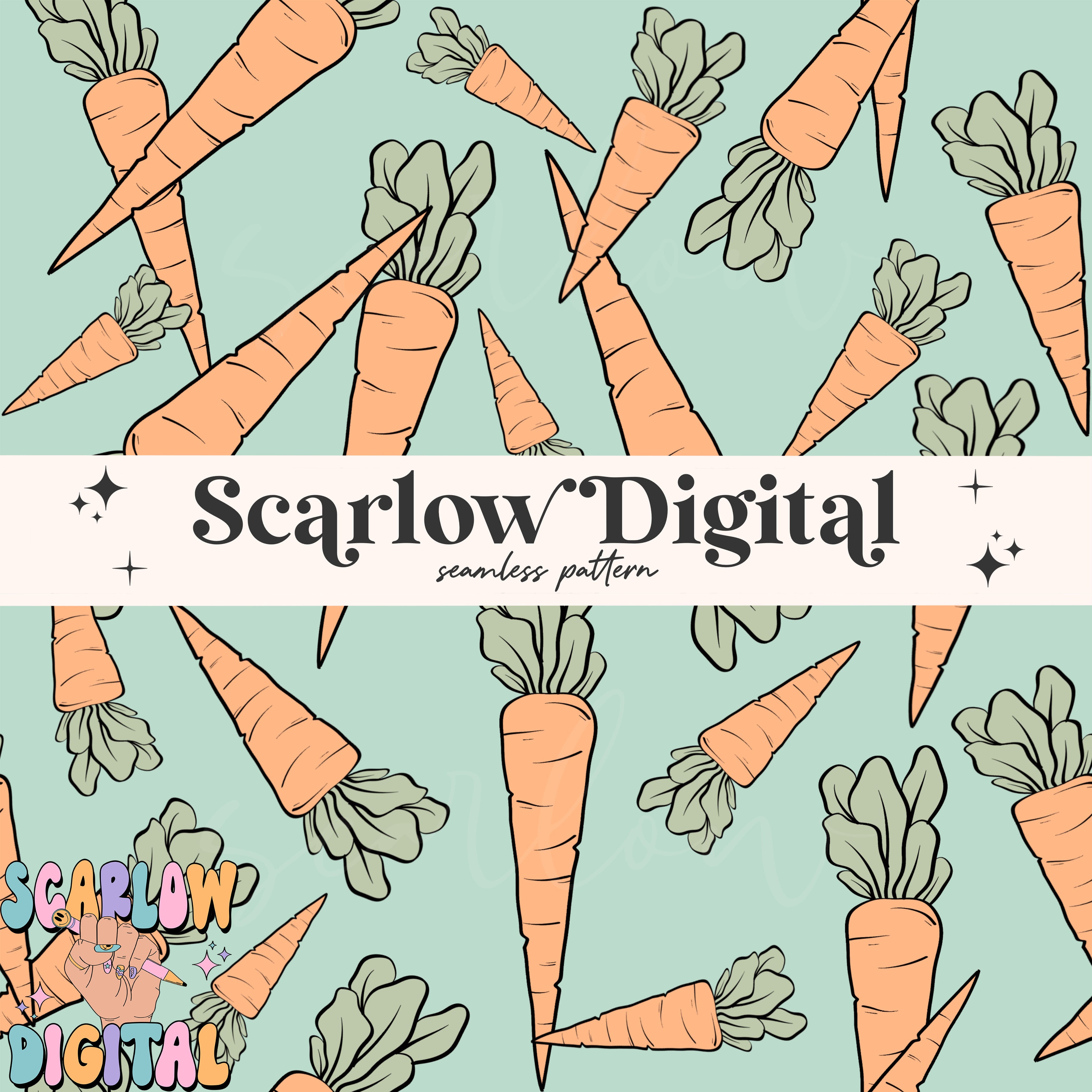 Carrots Seamless Pattern-Easter Sublimation Digital Design Download-boy easter seamless pattern, seamless files for boys, boy easter designs