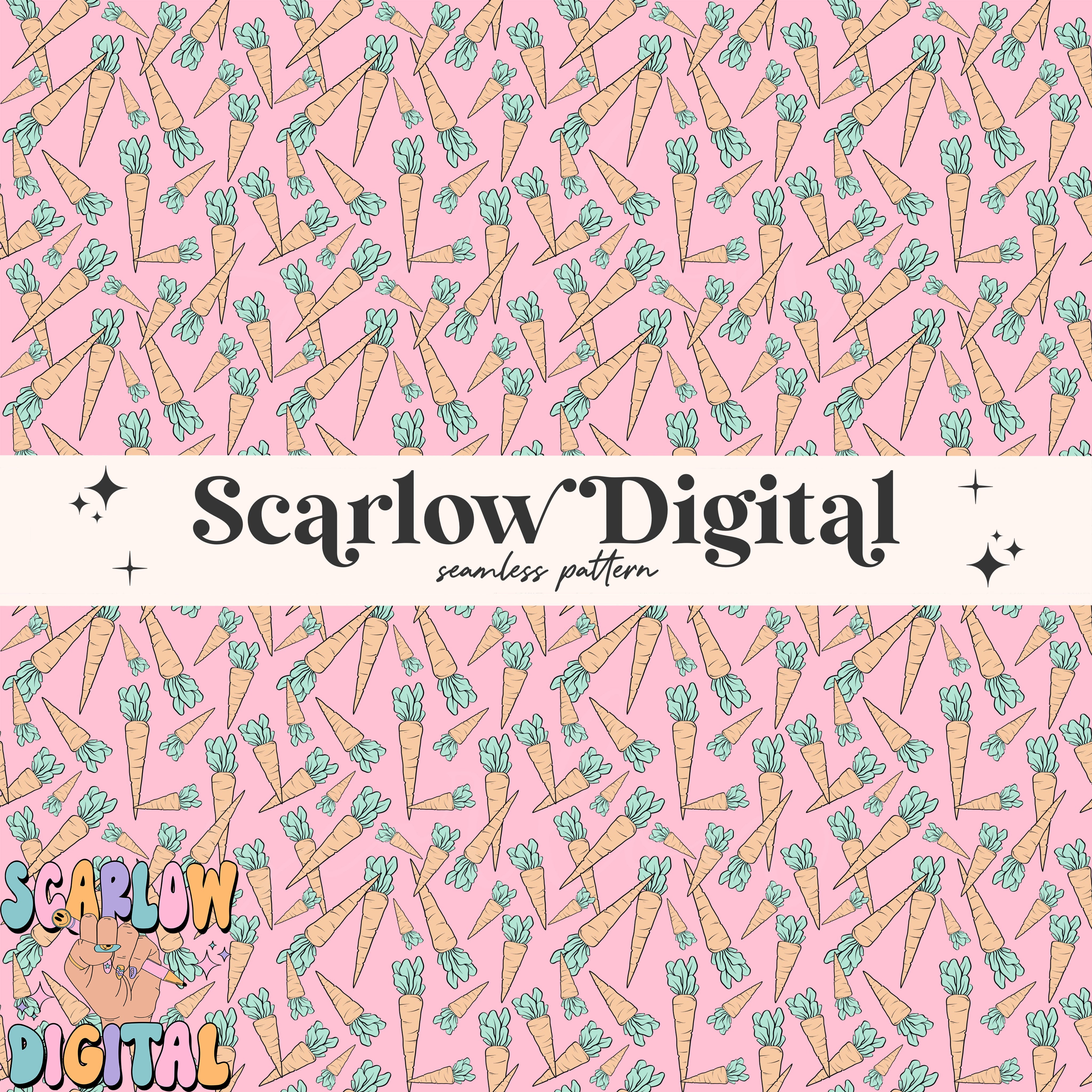 Carrots Seamless Pattern-Easter Sublimation Digital Design Download-girl easter seamless pattern, seamless files for girls, girly easter 3