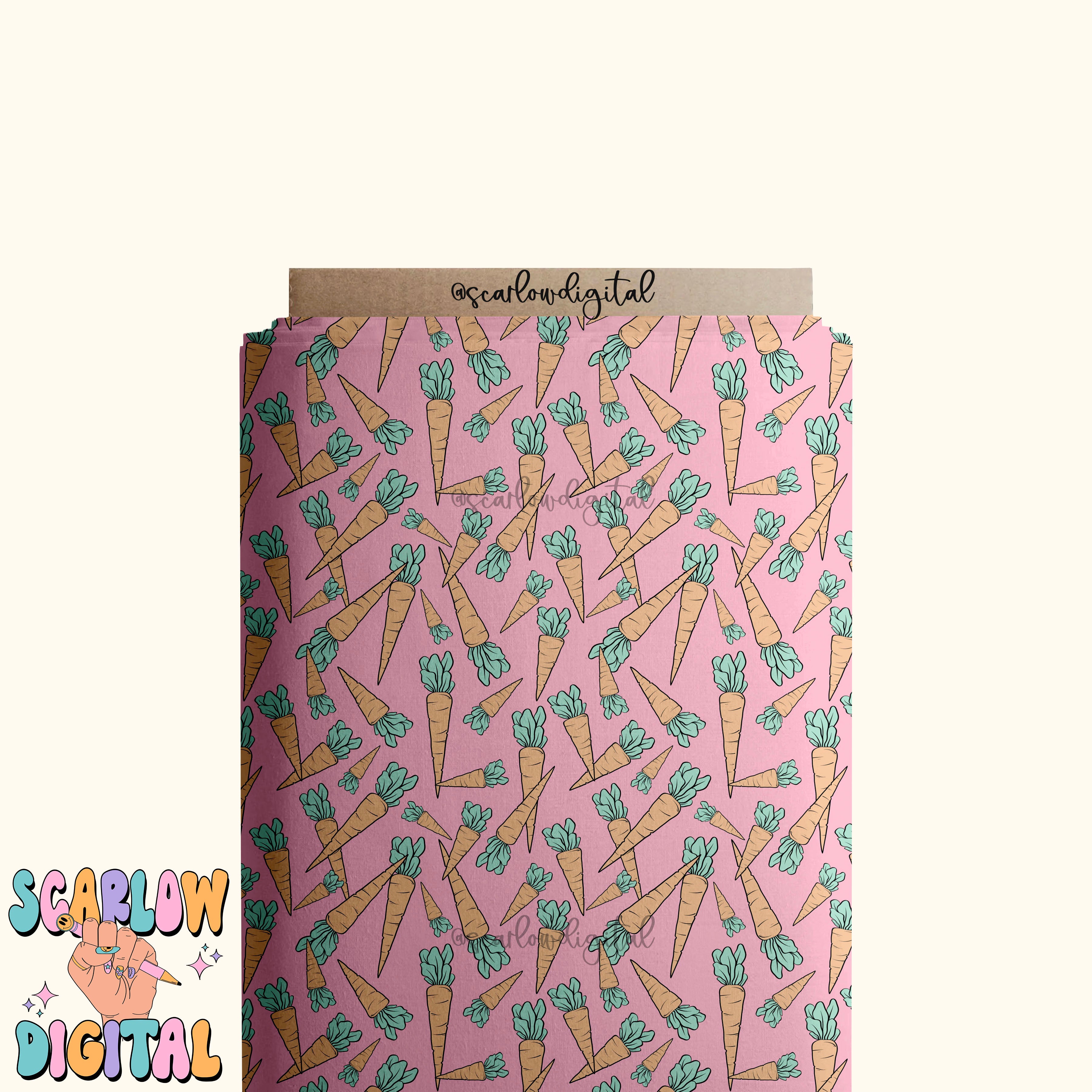 Carrots Seamless Pattern-Easter Sublimation Digital Design Download-girl easter seamless pattern, seamless files for girls, girly easter 4