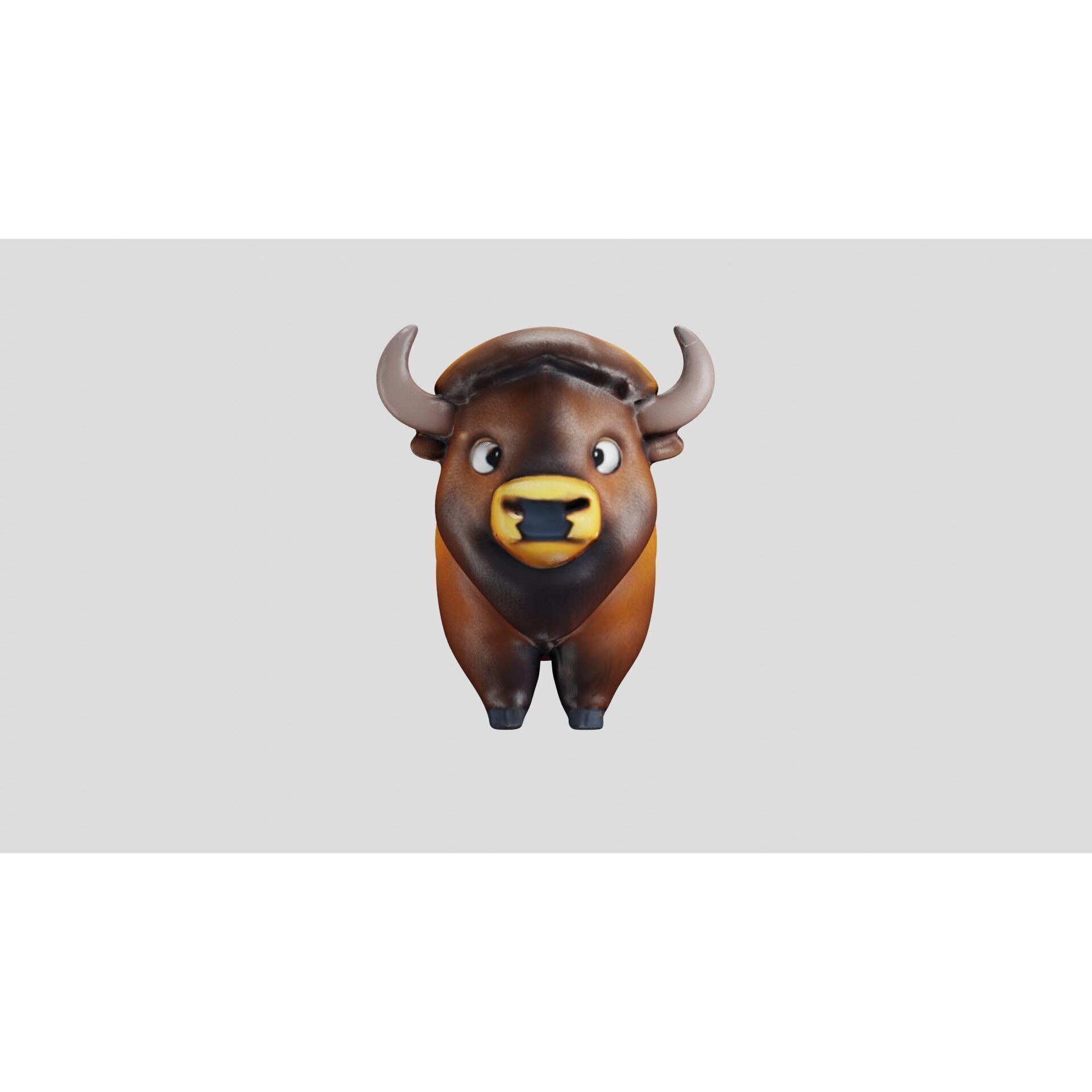 Cartoon Bison Stylized 3D Animal Model Clean Quads Free low-poly 3D model 2