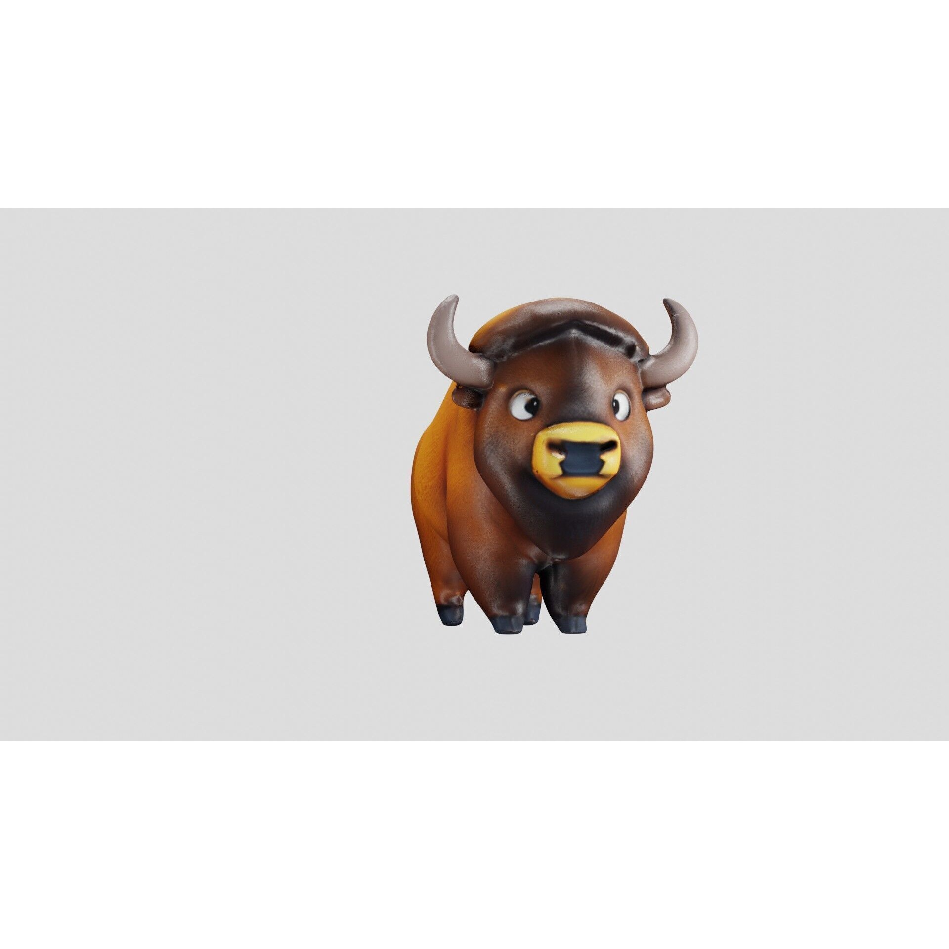 Cartoon Bison Stylized 3D Animal Model Clean Quads Free low-poly 3D model 3