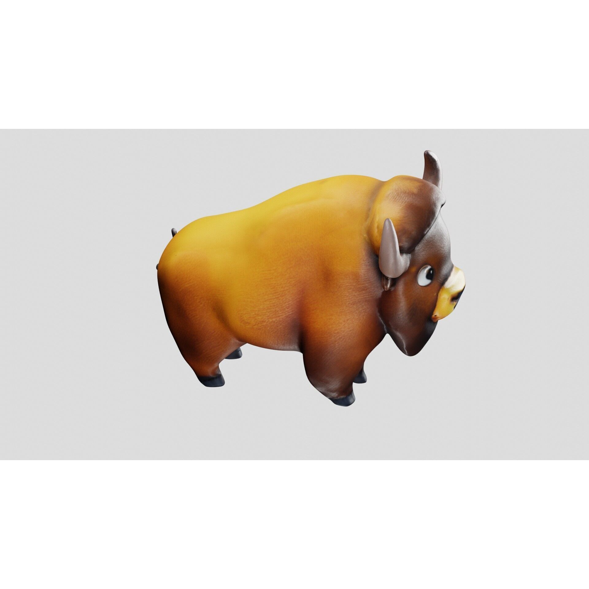 Cartoon Bison Stylized 3D Animal Model Clean Quads Free low-poly 3D model 4