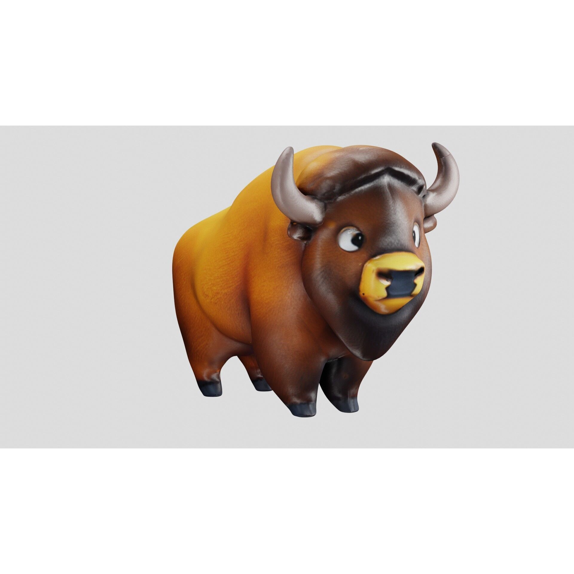 Cartoon Bison Stylized 3D Animal Model Clean Quads Free low-poly 3D model 5